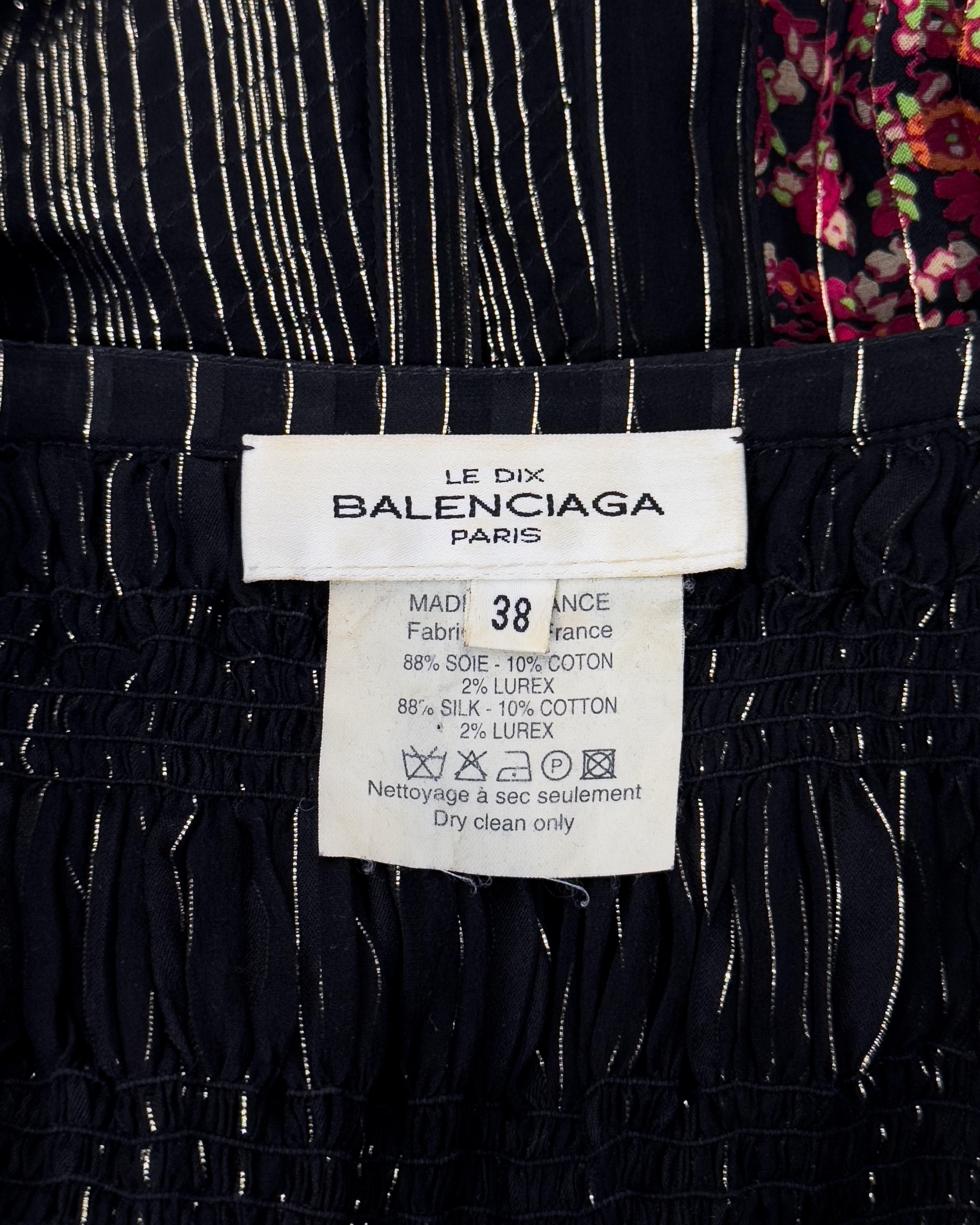 Balenciaga by Nicolas Ghesquière SS 2002 Patchwork Silk Floral Chiffon Dress 7
