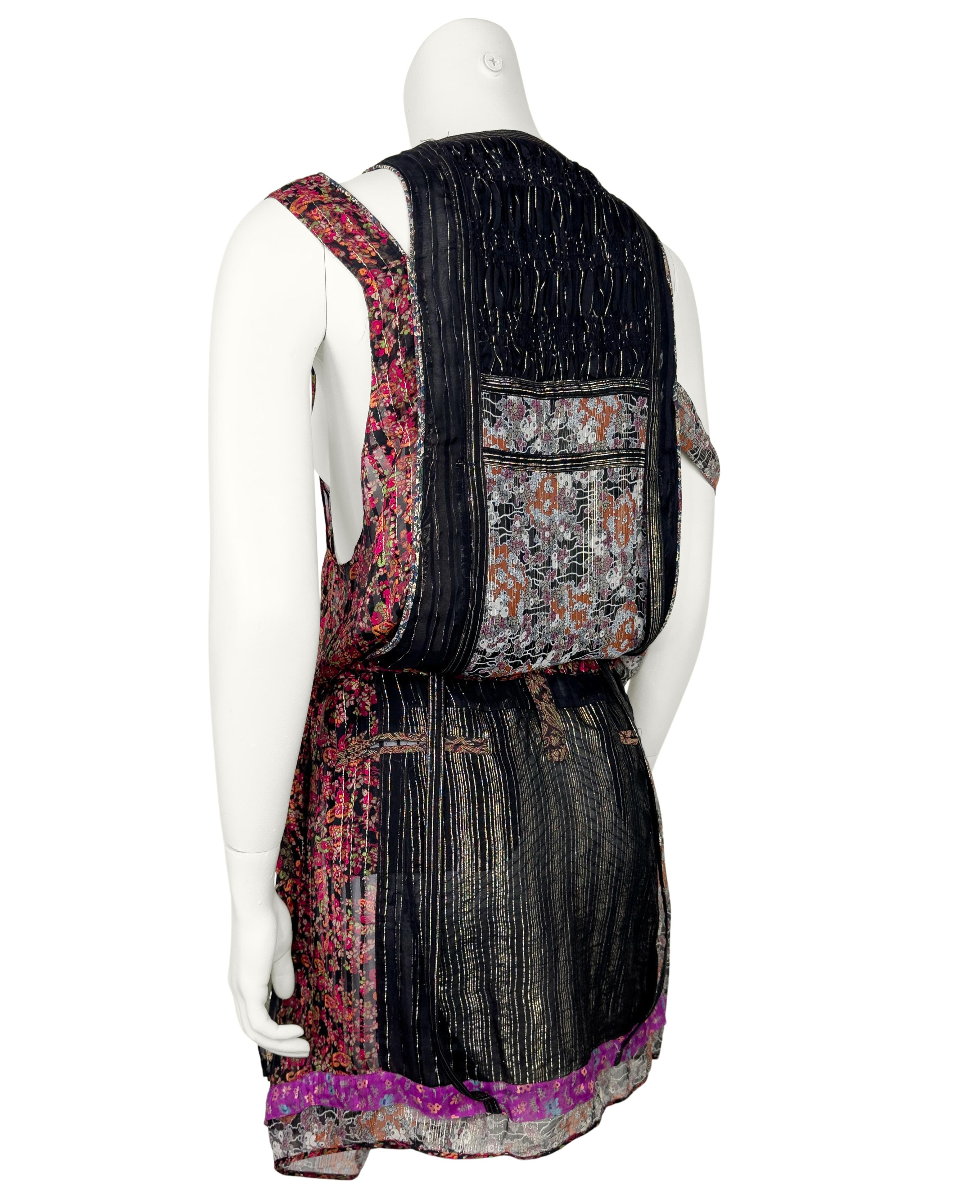 Women's Balenciaga by Nicolas Ghesquière SS 2002 Patchwork Silk Floral Chiffon Dress