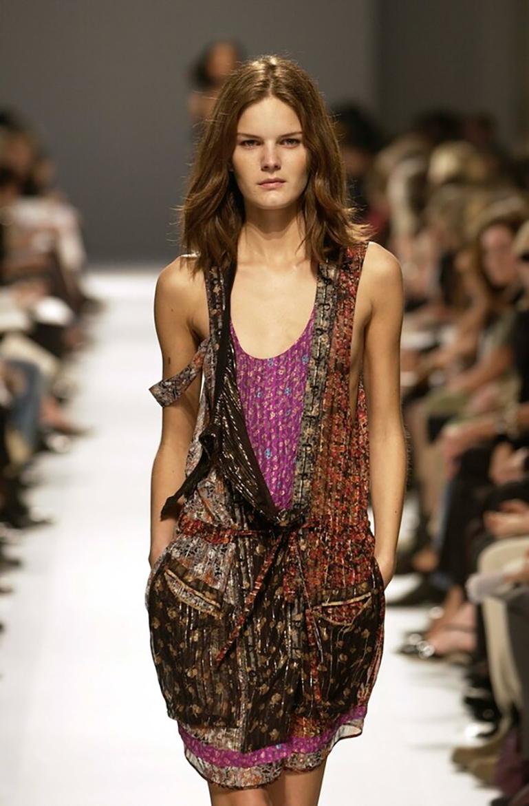 Balenciaga by Nicolas Ghesquière SS 2002 Patchwork Silk Floral Chiffon Dress In Excellent Condition In Toronto, Ontario