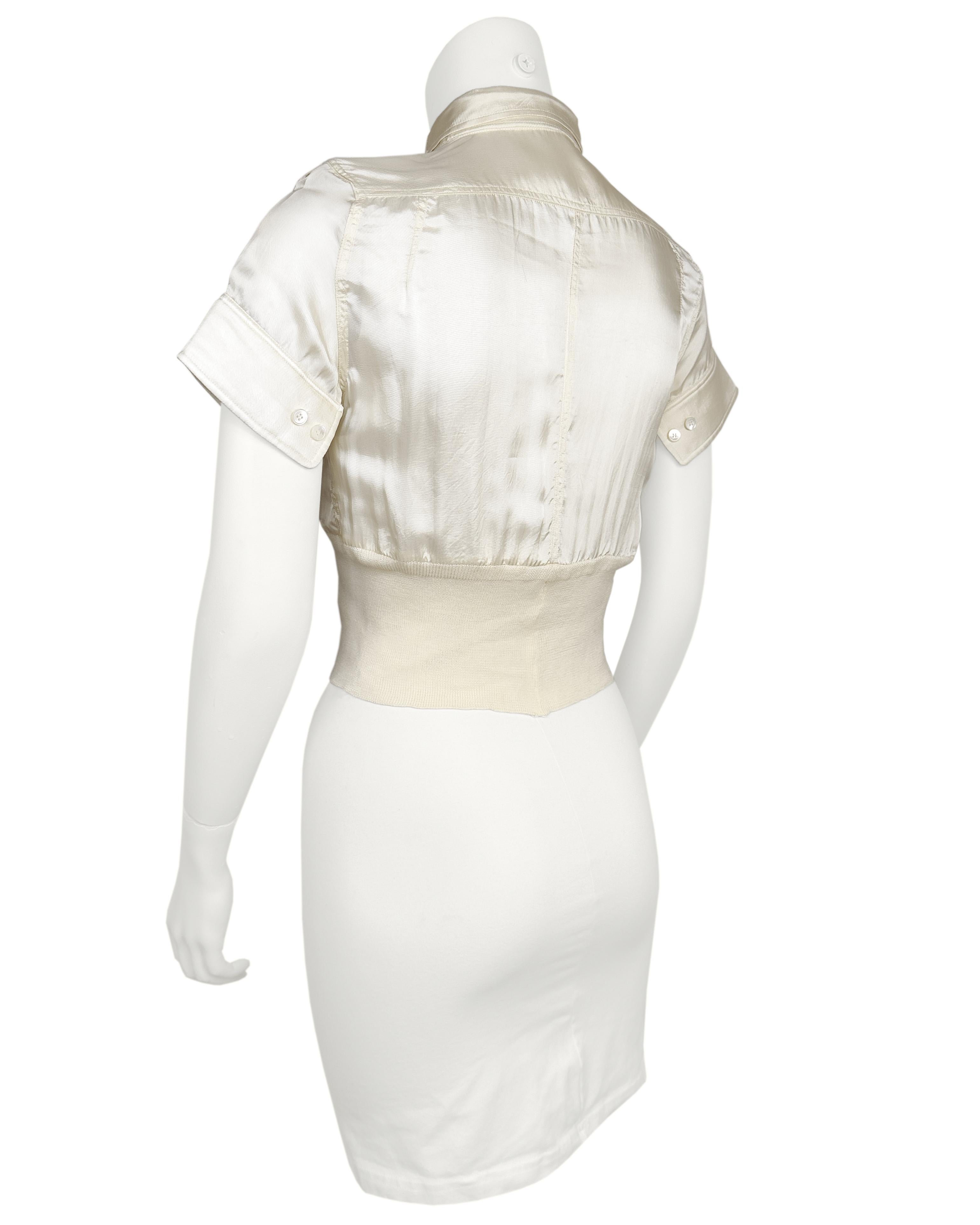 Women's Balenciaga by Nicolas Ghesquière SS 2003 Cropped Satin Scuba Top