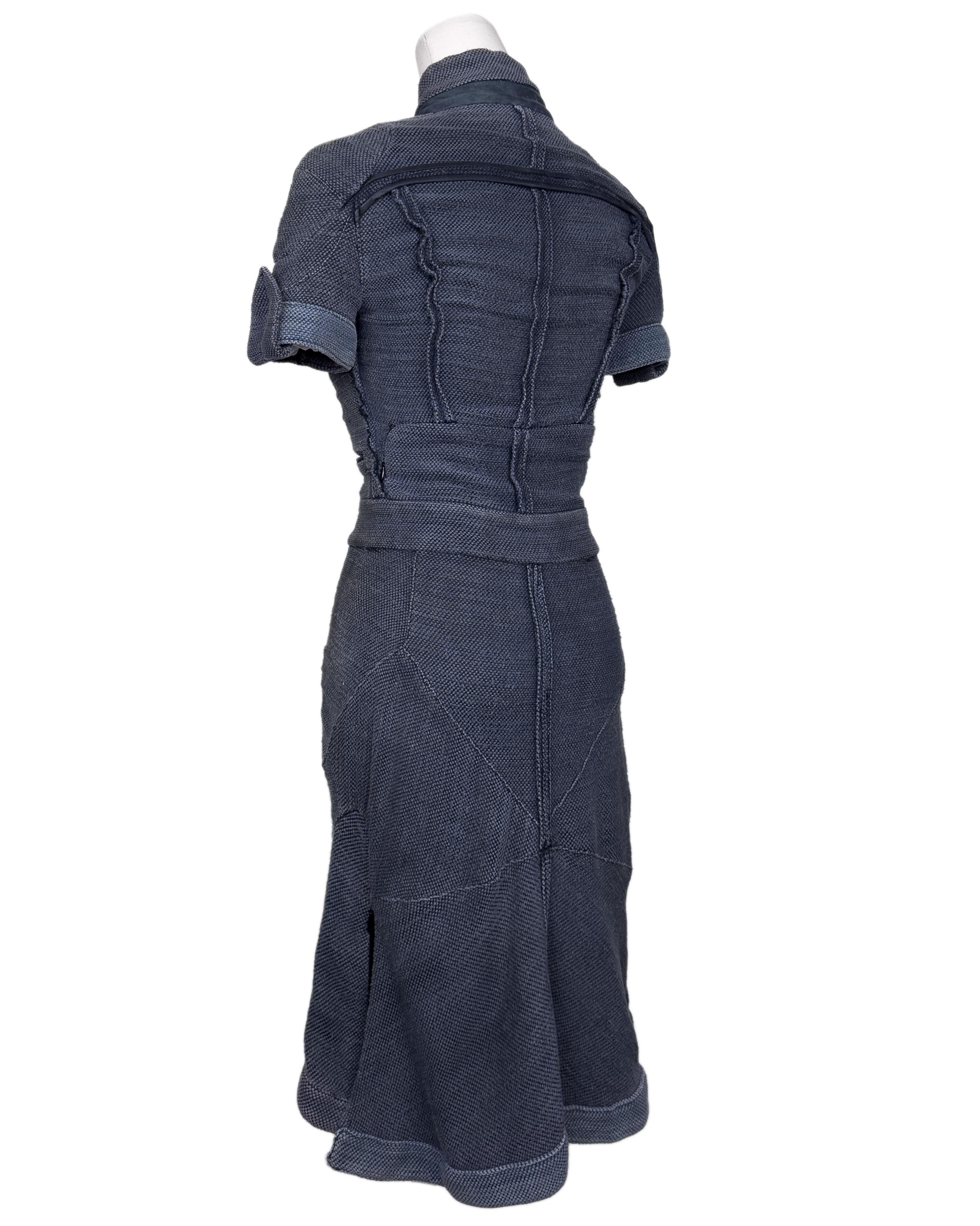 Balenciaga by Nicolas Ghesquière SS 2003 Laufsteg Graublaues Patchwork-Kleid mit Reißverschluss im Angebot 1