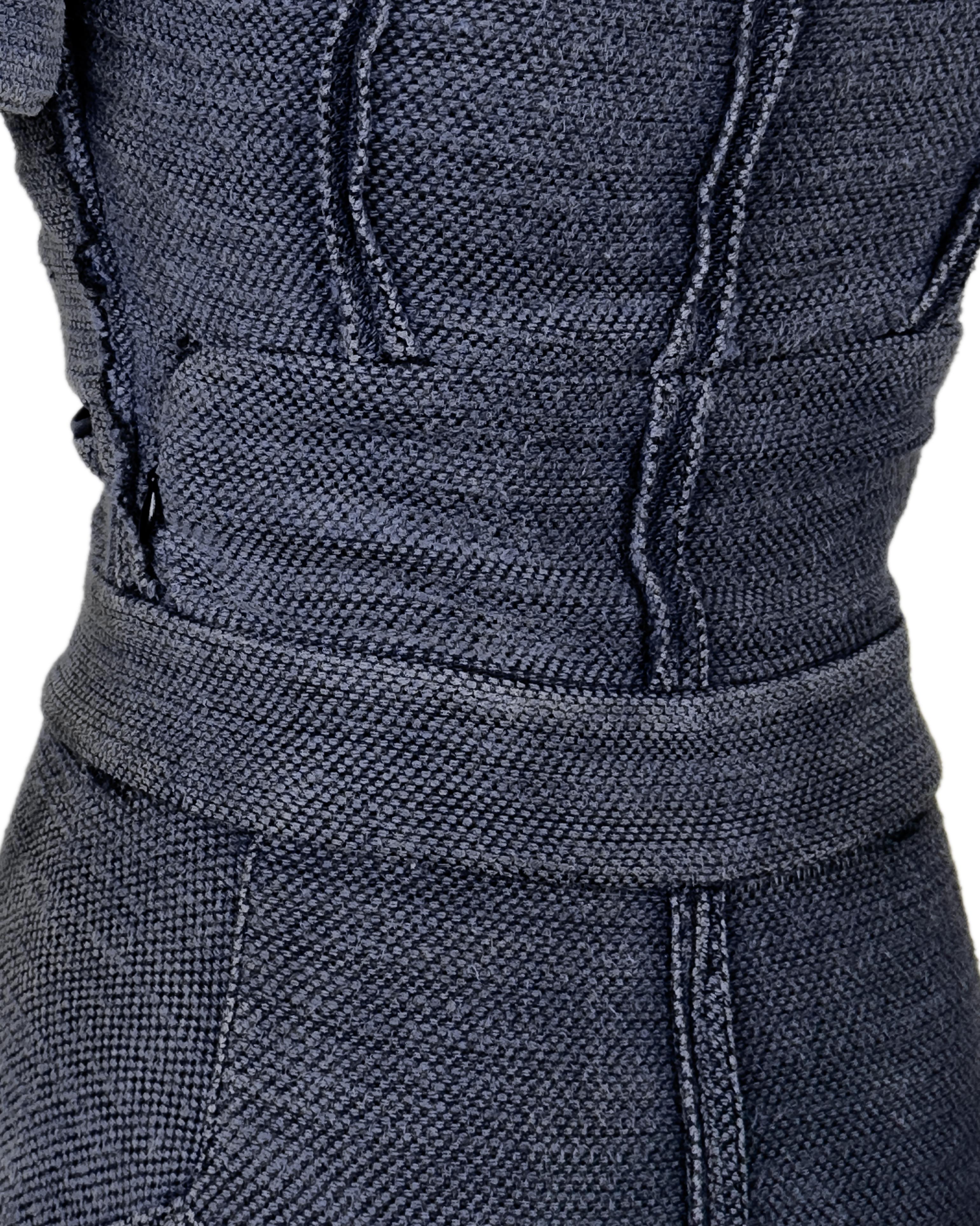Balenciaga by Nicolas Ghesquière SS 2003 Laufsteg Graublaues Patchwork-Kleid mit Reißverschluss im Angebot 2