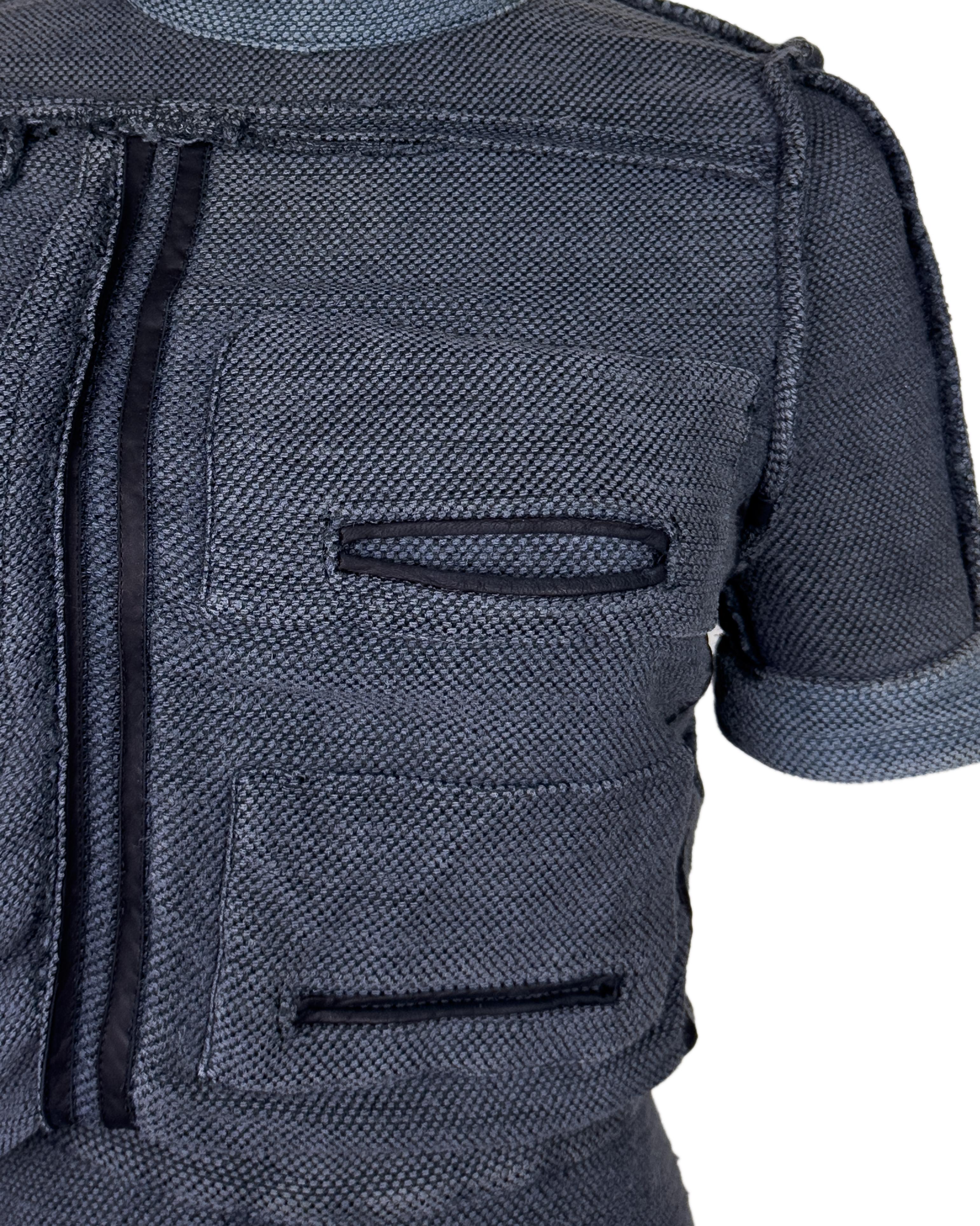 Balenciaga by Nicolas Ghesquière SS 2003 Runway Ensemble top et jupe bleu gris en vente 1