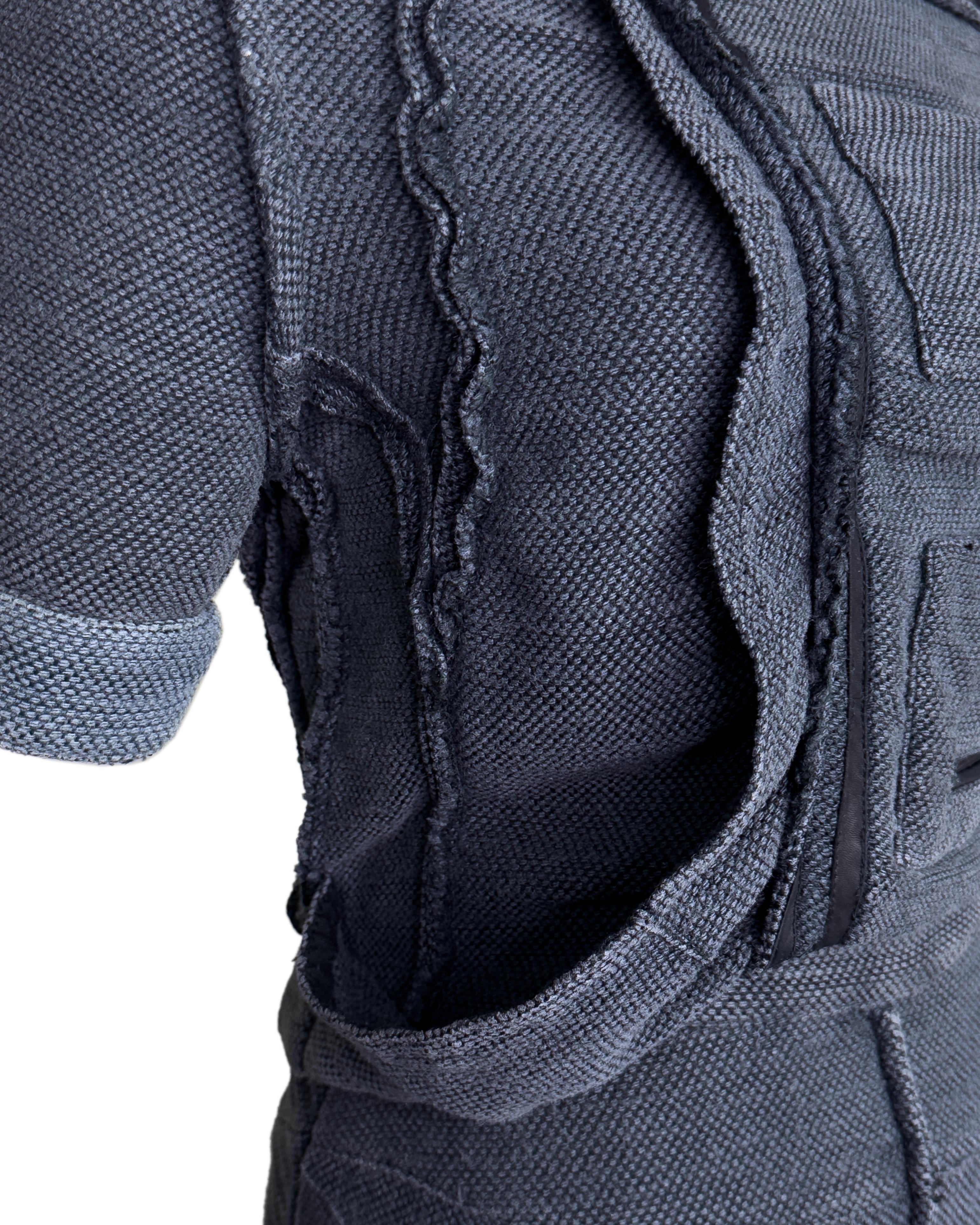 Balenciaga by Nicolas Ghesquière SS 2003 Runway Ensemble top et jupe bleu gris en vente 3