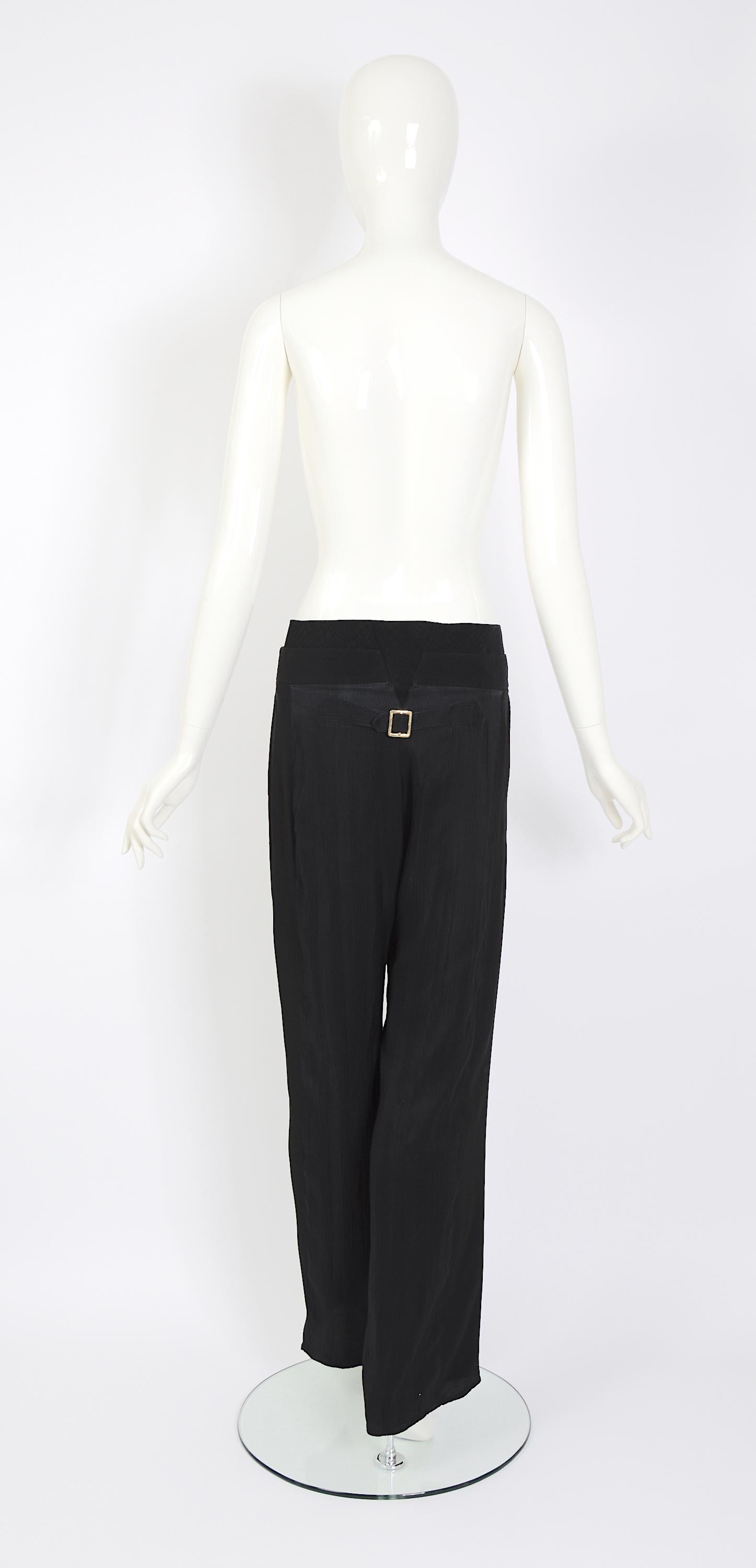 Black Balenciaga by Nicolas Ghesquière SS 2005 runway black silk brass buttons pants For Sale