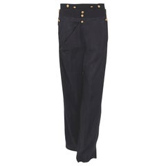 Balenciaga by Nicolas Ghesquière SS 2005 runway black silk brass buttons pants