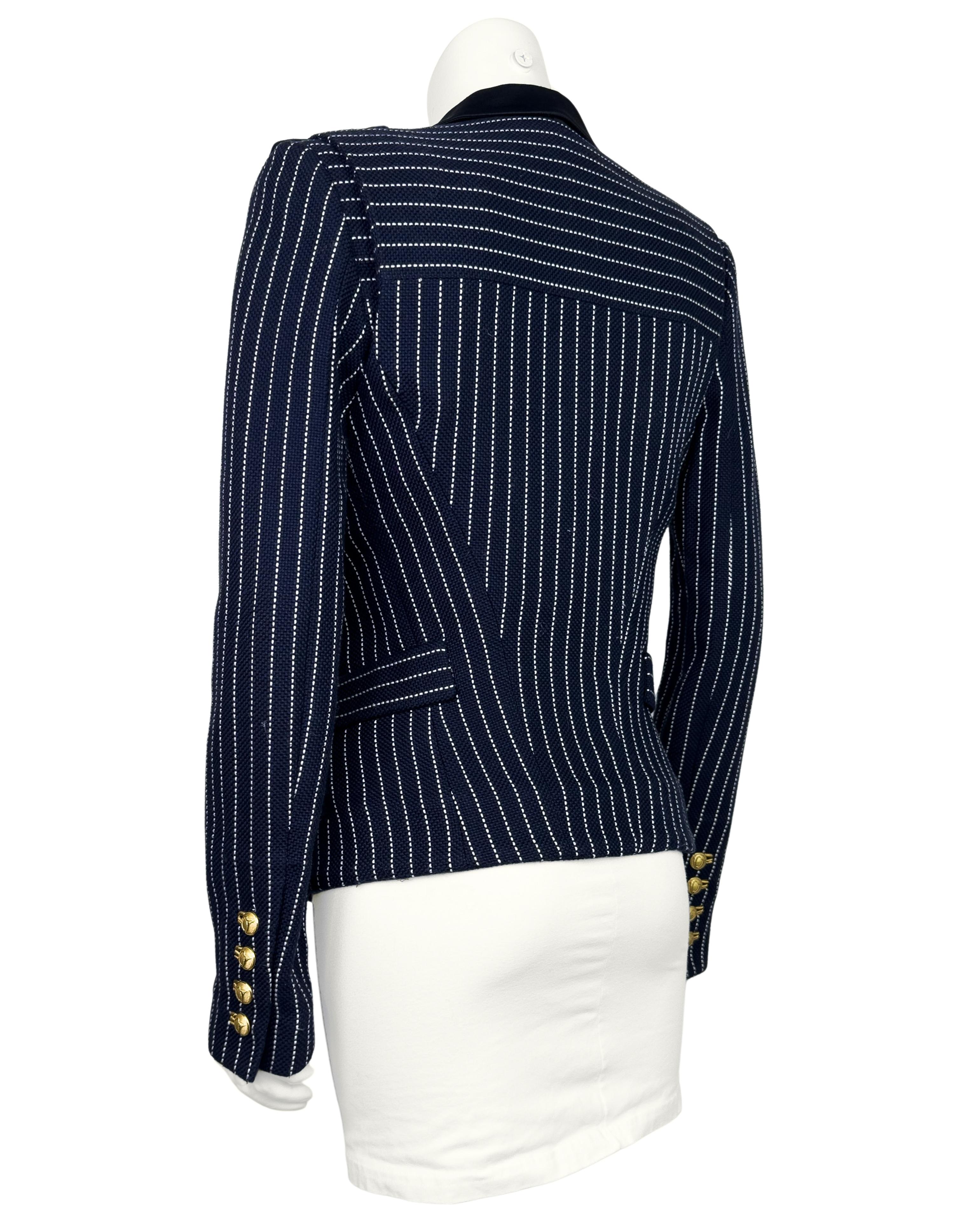 Donna Balenciaga by Nicolas Ghesquière SS 2005: giacca blazer militare a righe in passerella in vendita