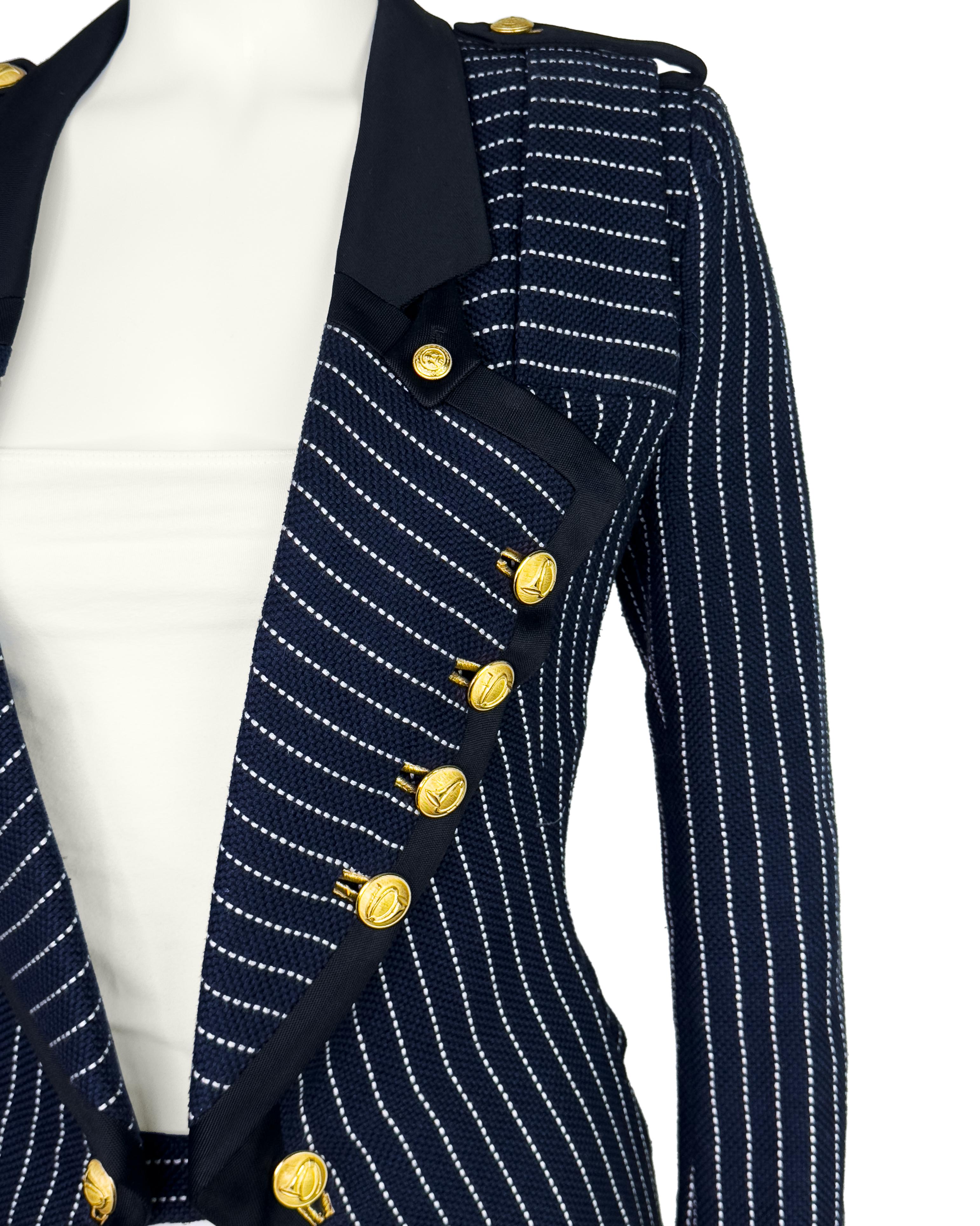 Balenciaga by Nicolas Ghesquière SS 2005: giacca blazer militare a righe in passerella in vendita 2