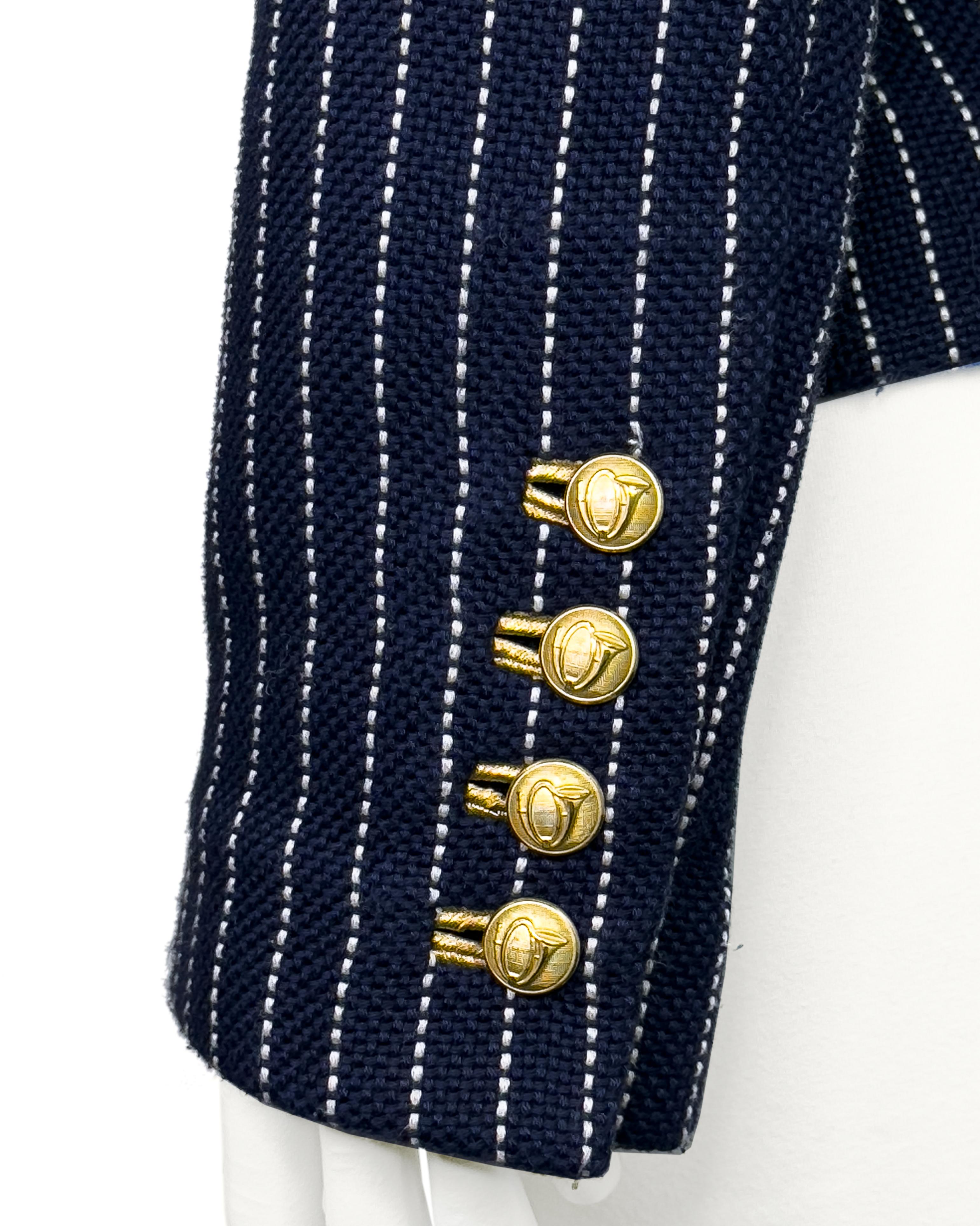 Balenciaga by Nicolas Ghesquière SS 2005: giacca blazer militare a righe in passerella in vendita 3