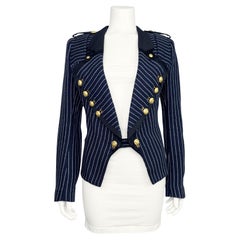 Balenciaga by Nicolas Ghesquière SS 2005 Runway Striped Military Blazer Jacket