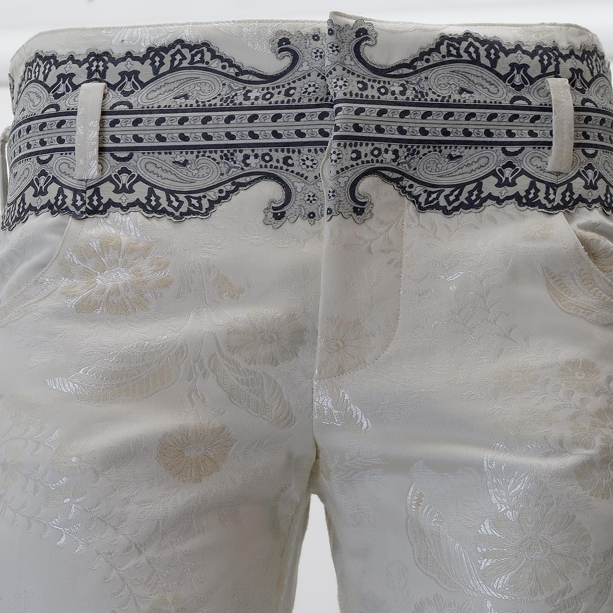 Balenciaga by Nicolas Ghesquière SS-2006 Wool & Cotton Trousers In Excellent Condition For Sale In Brussels, BE