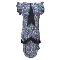 Balenciaga by Nicolas Ghesquière SS-2008 Silk Ruffle Detail Flower Print Dress