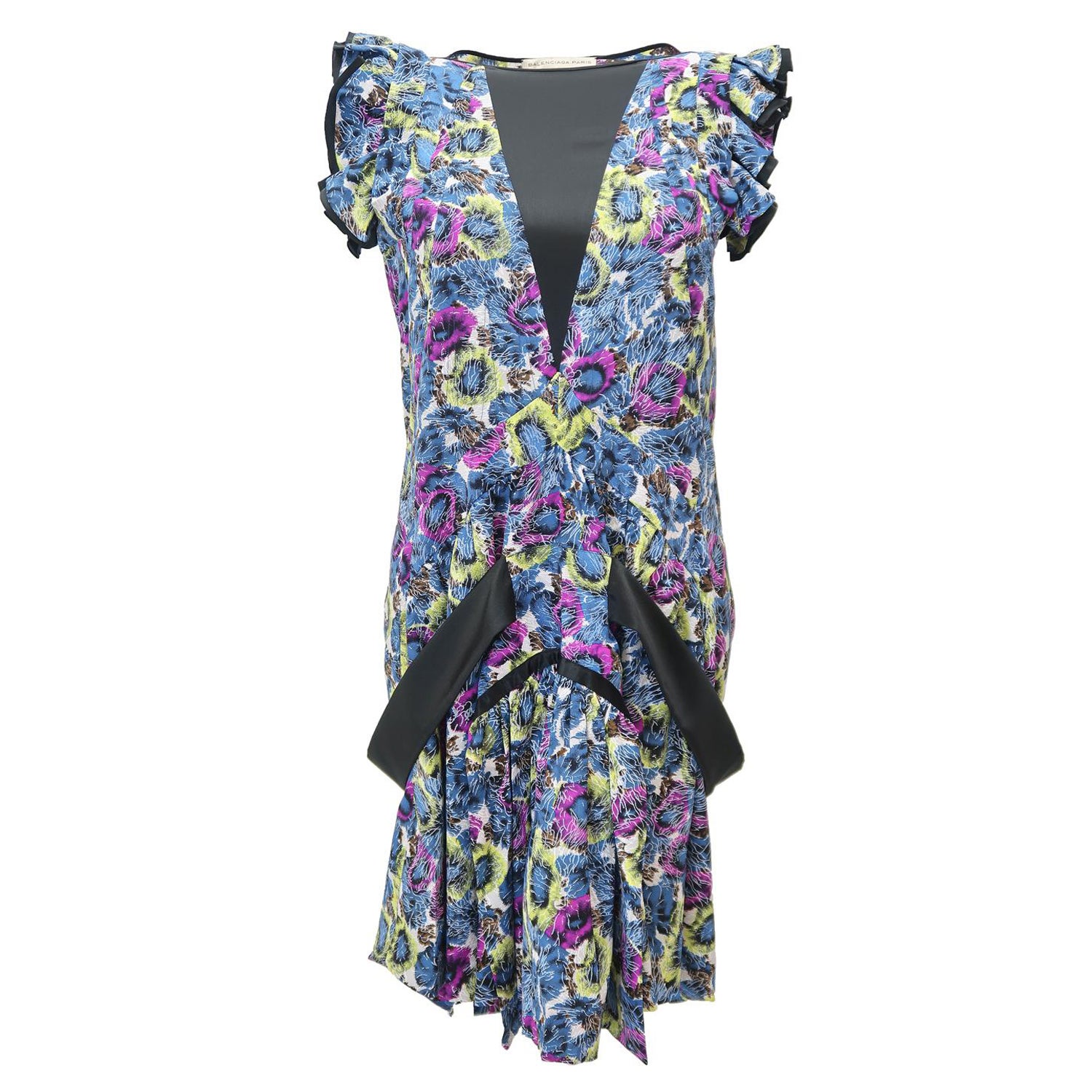 Balenciaga par Nicolas Ghesquière - Robe en soie imprimée à volants et à fleurs, printemps-été 2008