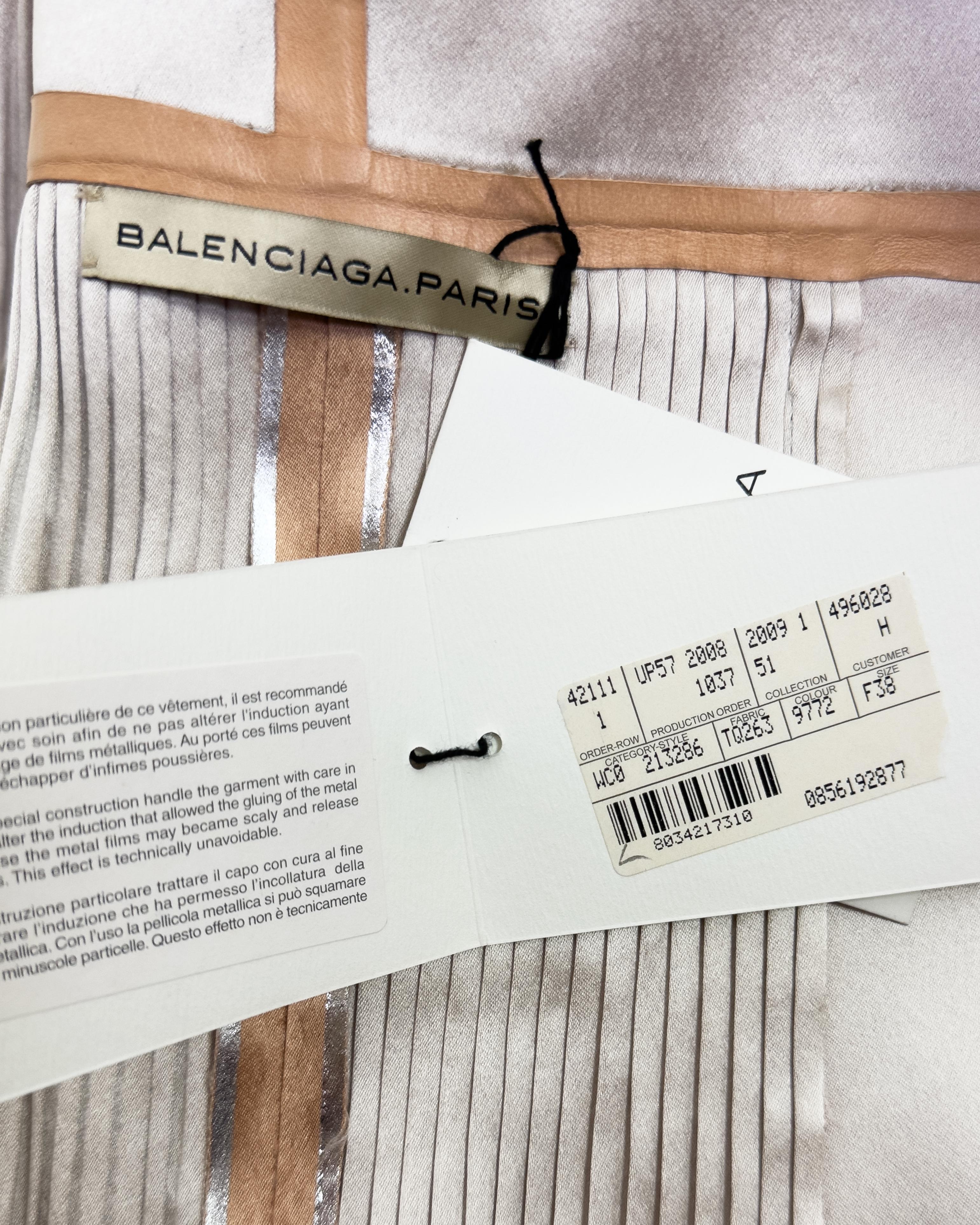 Balenciaga by Nicolas Ghesquière SS 2009 Runway Metallic Pleated Jacket For Sale 5