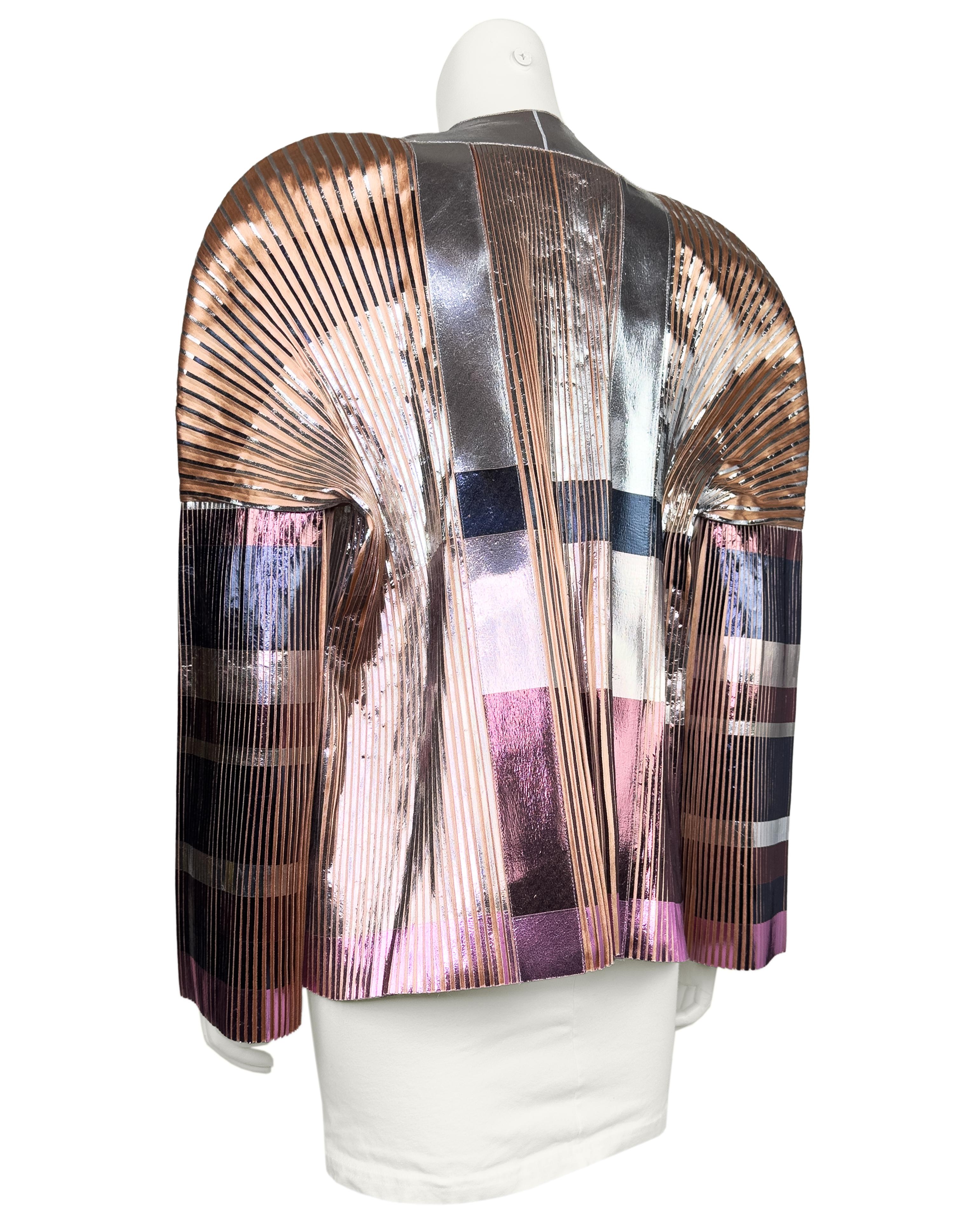Women's or Men's Balenciaga by Nicolas Ghesquière SS 2009 Runway Metallic Pleated Jacket For Sale