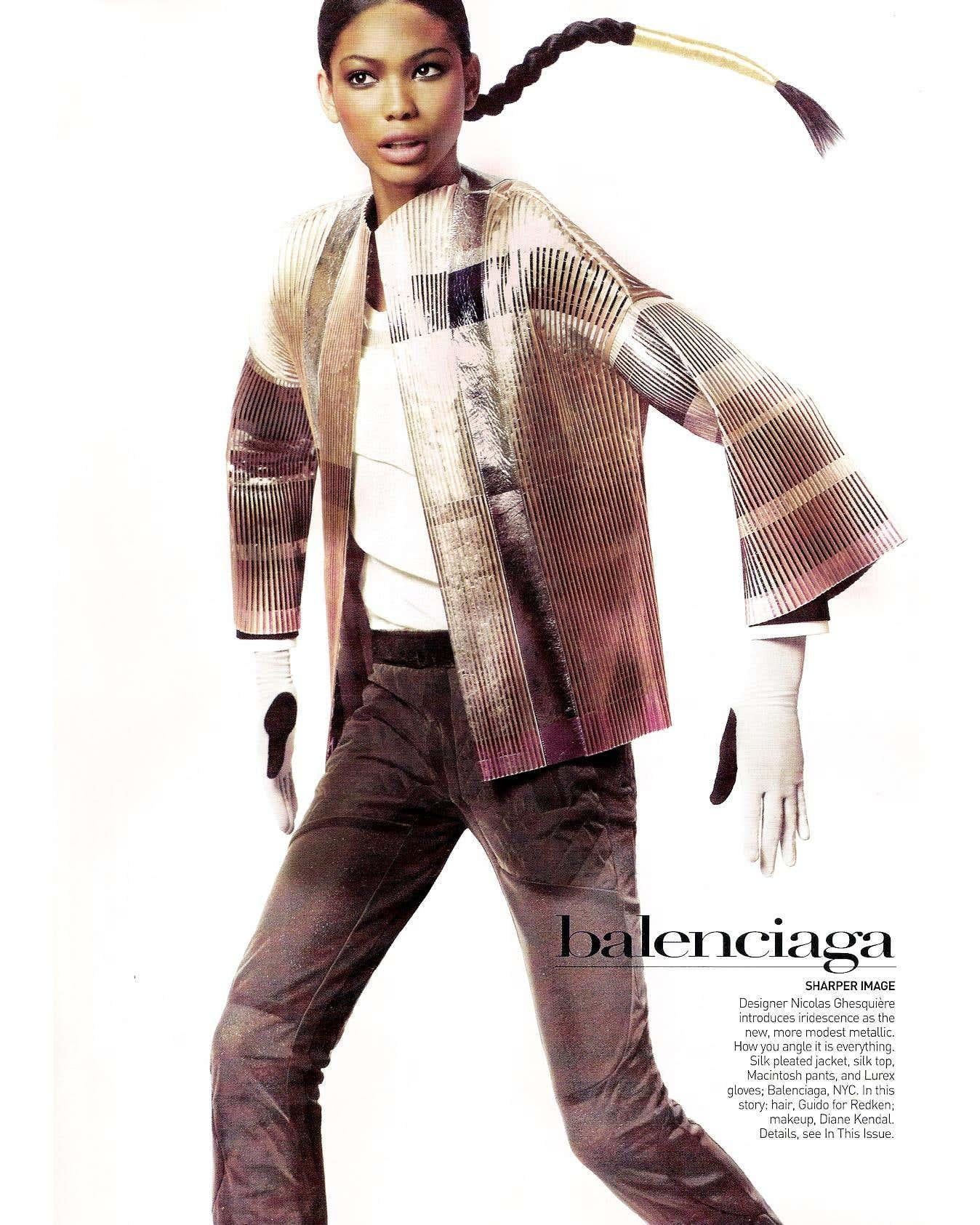 Balenciaga by Nicolas Ghesquière SS 2009 Runway Metallic Pleated Jacket In Good Condition For Sale In Toronto, Ontario