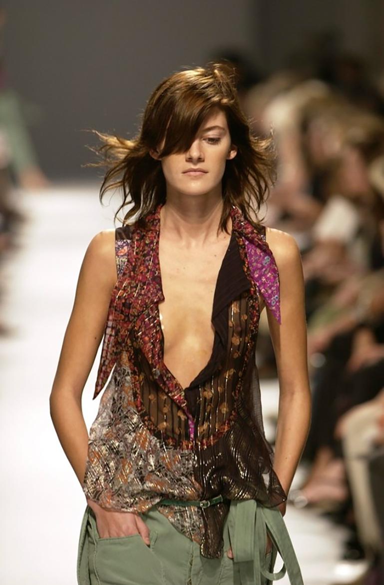 Balenciaga by Nicolas Ghesquière SS 2002 Top floreale in seta patchwork in passerella In condizioni ottime in vendita a Toronto, Ontario
