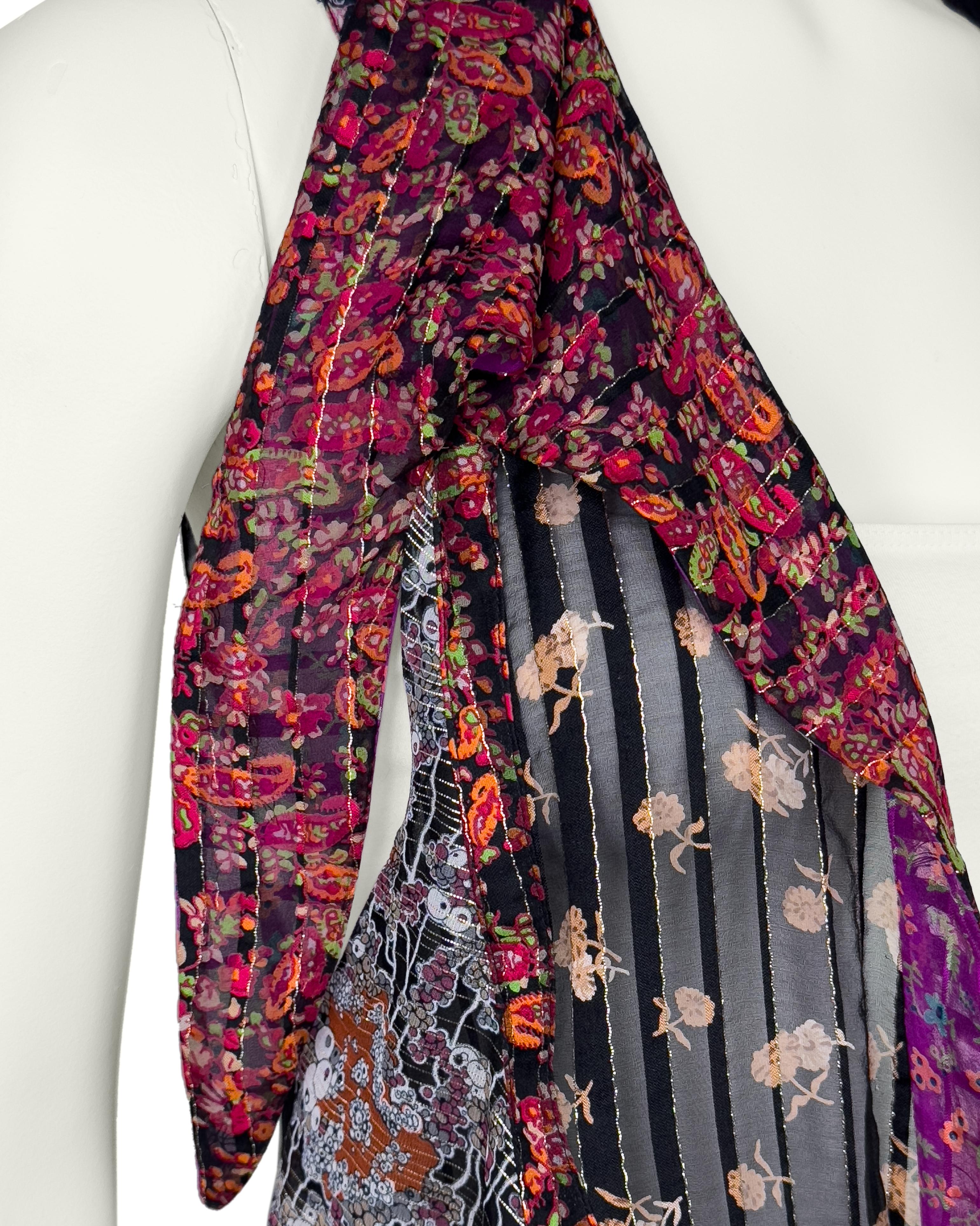 Balenciaga by Nicolas Ghesquière SS 2002 Top floreale in seta patchwork in passerella in vendita 4