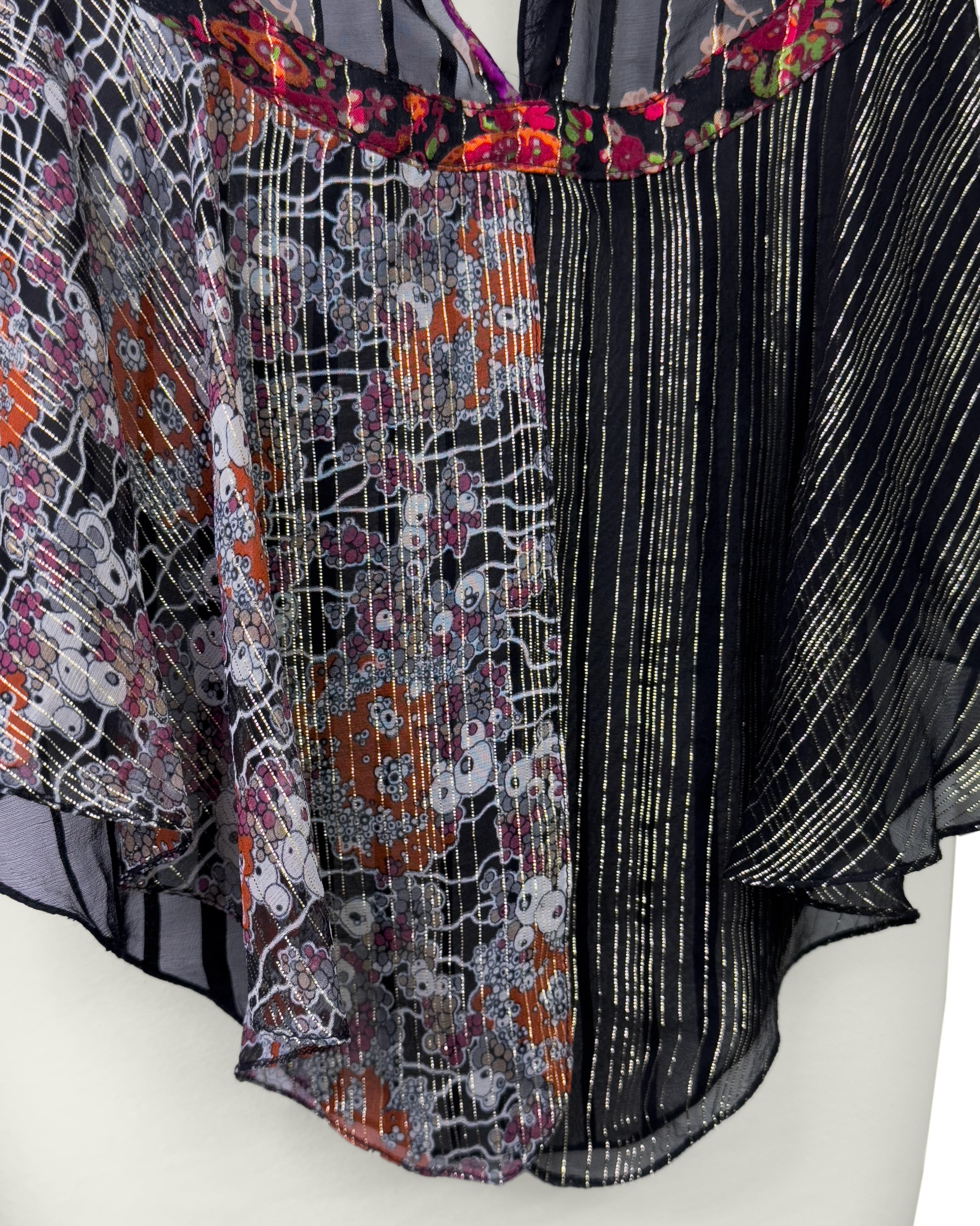 Balenciaga by Nicolas Ghesquière SS 2002 Top floreale in seta patchwork in passerella in vendita 5