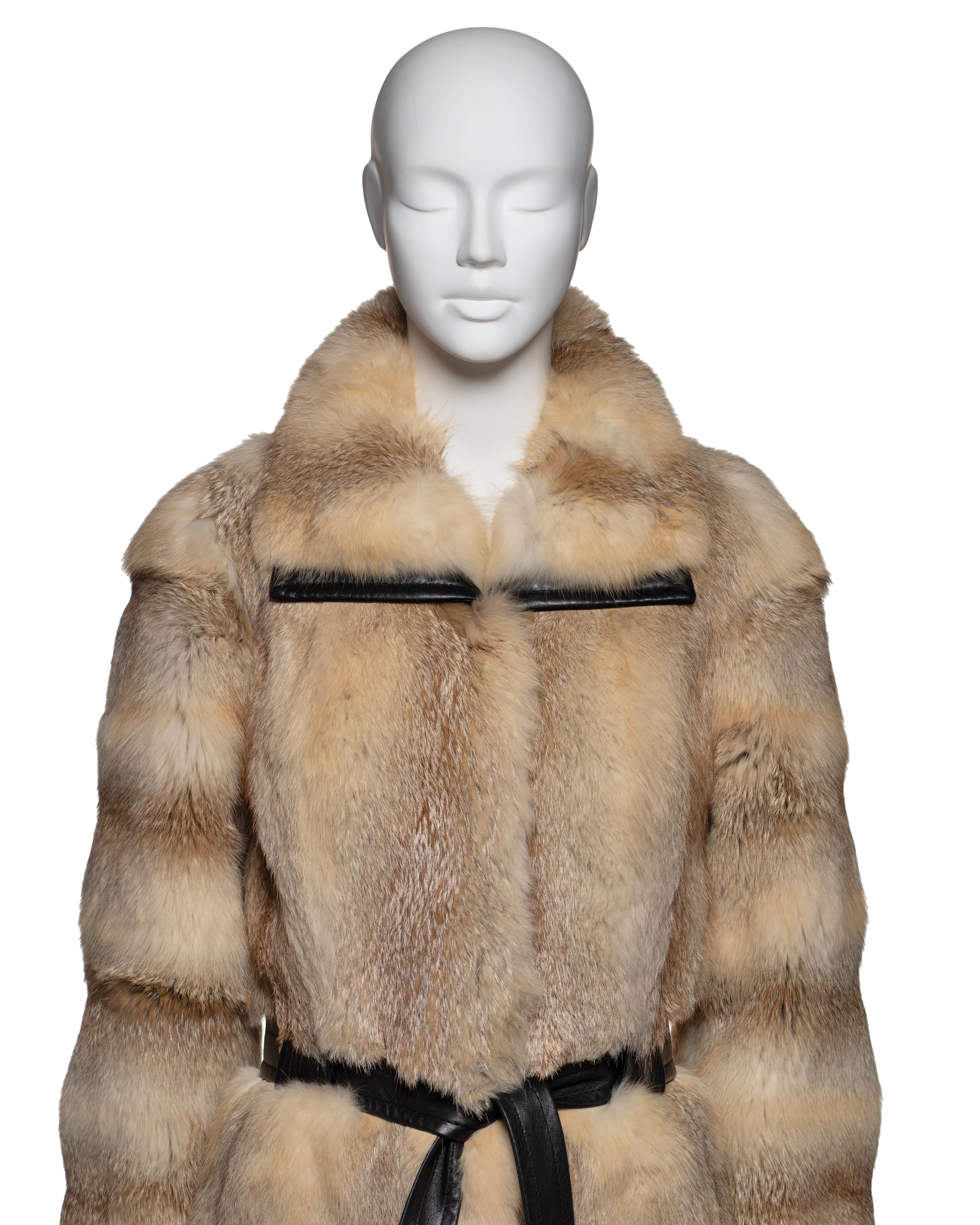 Brown Balenciaga by Nicolas Ghesquière Tan Fox Fur Coat with Leather Trim, FW 2011