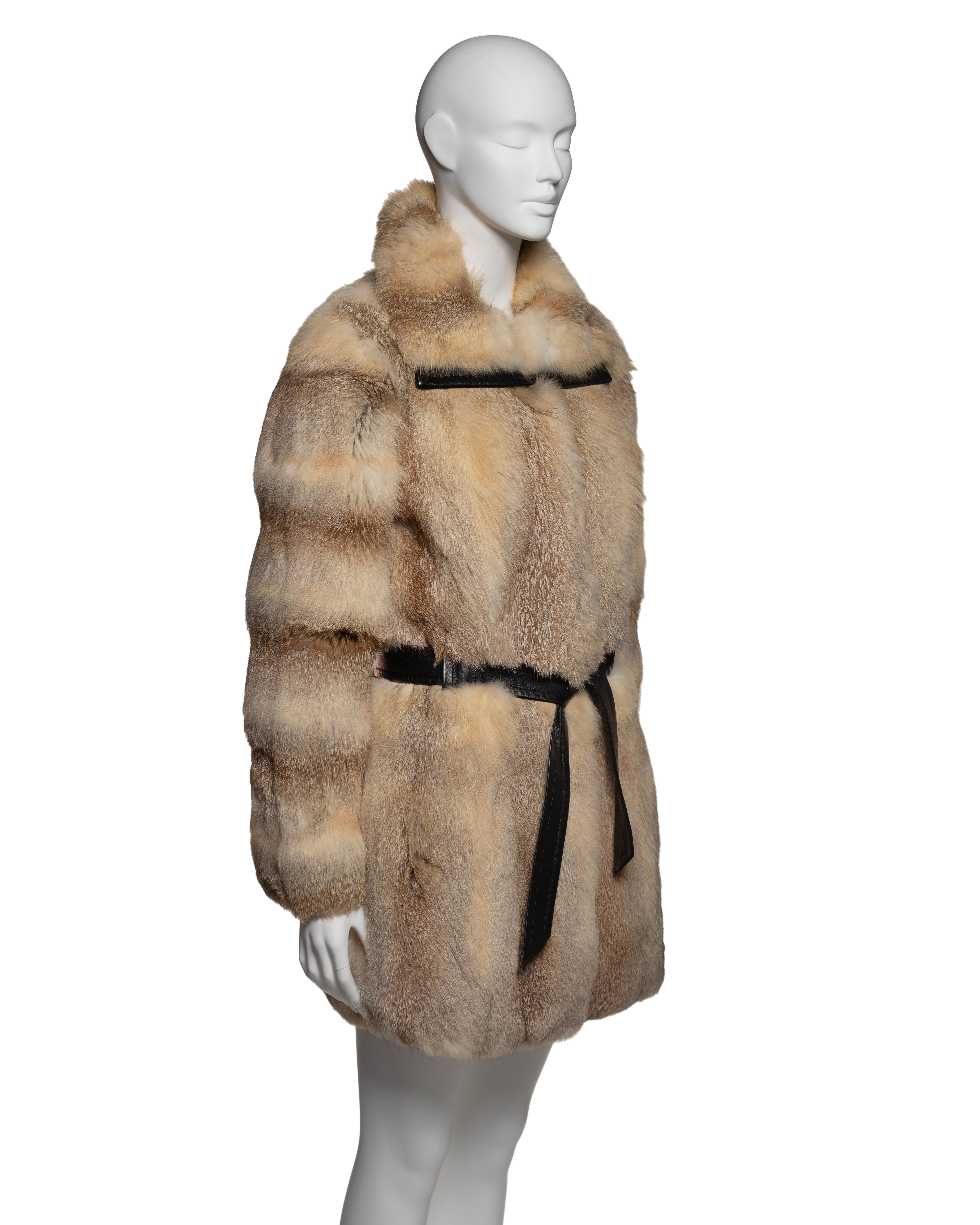 Balenciaga by Nicolas Ghesquière Tan Fox Fur Coat with Leather Trim, FW 2011 In Excellent Condition In London, GB