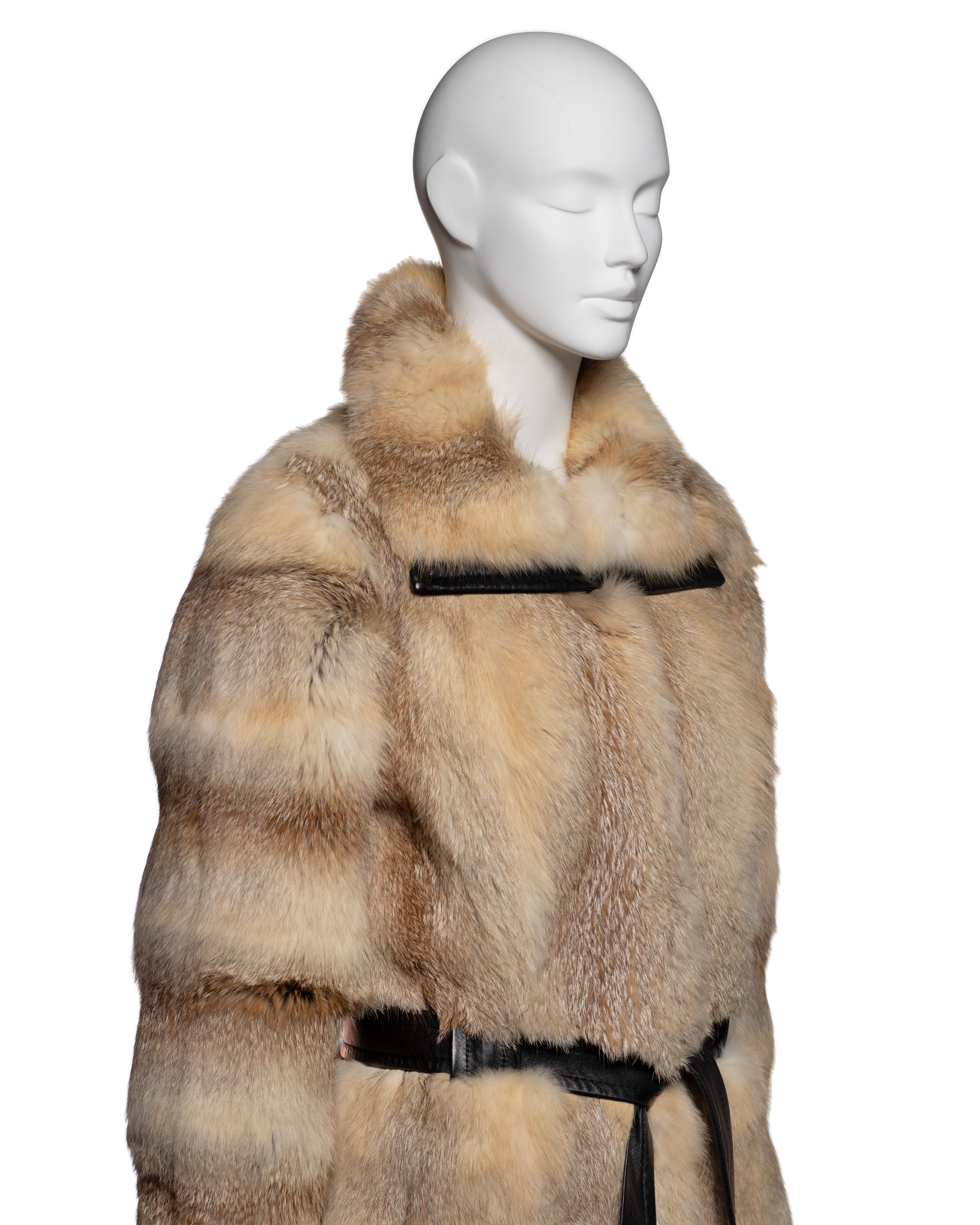 Women's Balenciaga by Nicolas Ghesquière Tan Fox Fur Coat with Leather Trim, FW 2011