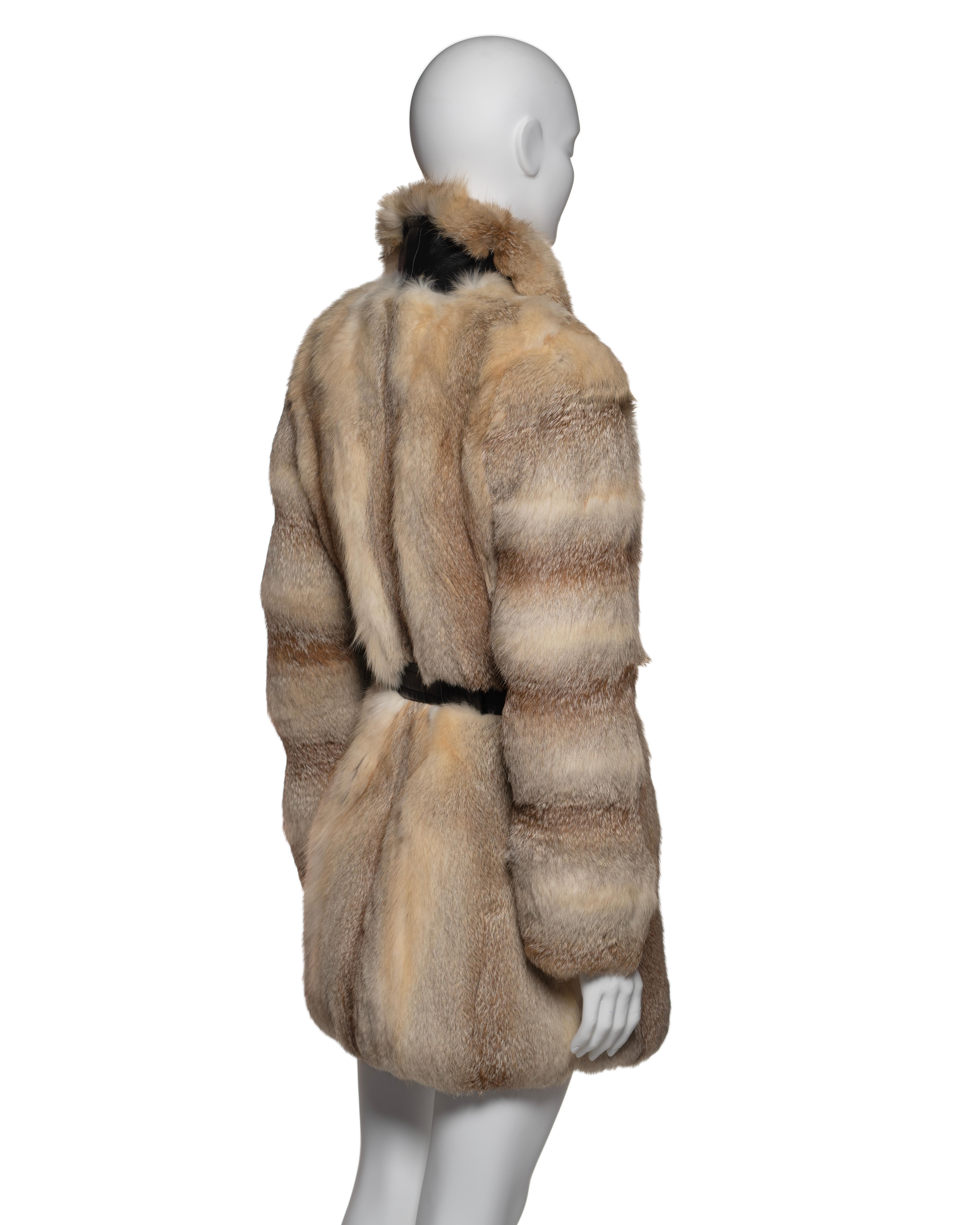 Balenciaga by Nicolas Ghesquière Tan Fox Fur Coat with Leather Trim, FW 2011 2