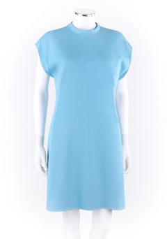 BALENCIAGA c.2015 Sky Blue Band Collar Drop Shoulder Shift Dress