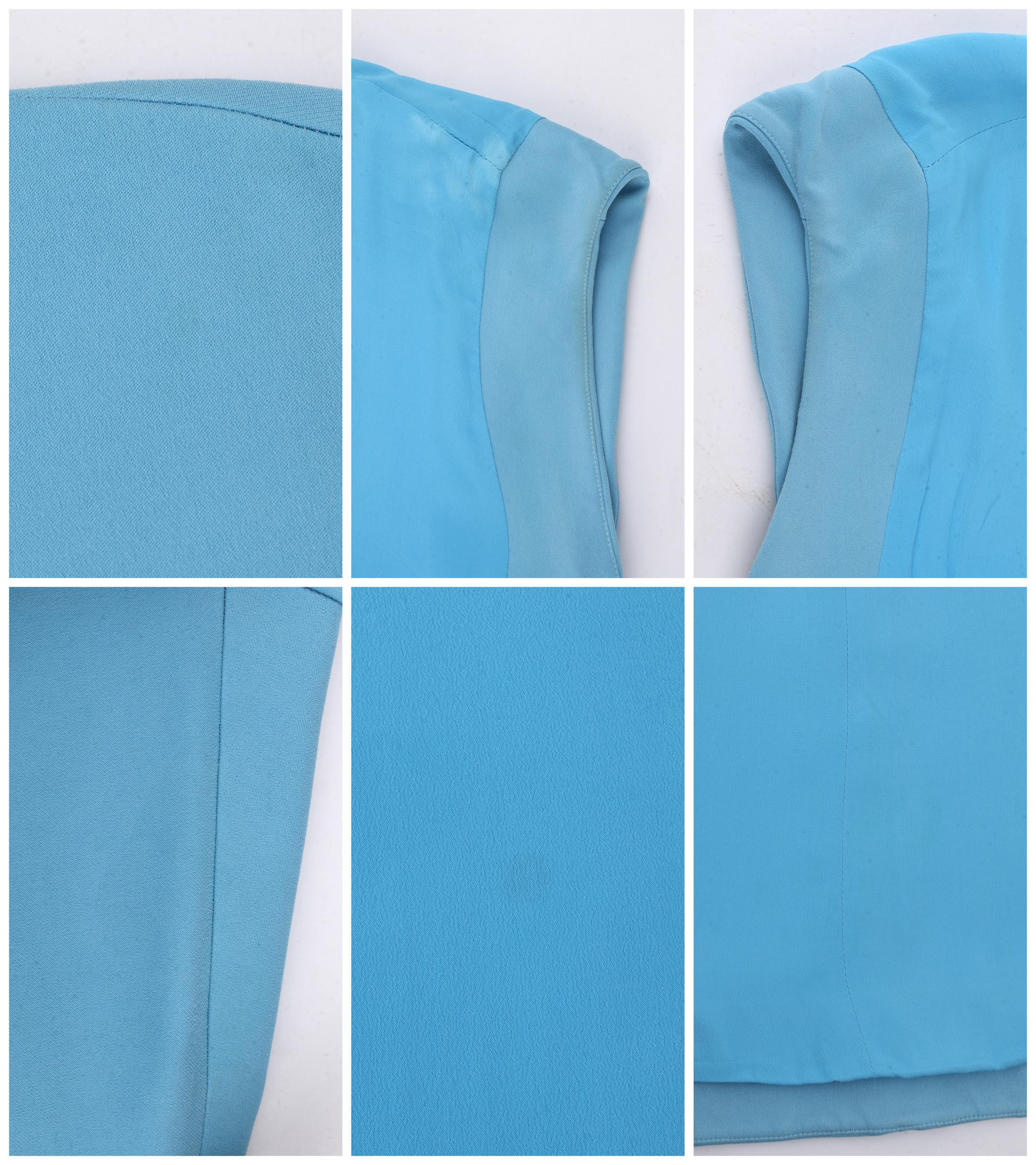 BALENCIAGA c.2015 Vestido de tirantes con cuello de banda azul cielo en venta 2