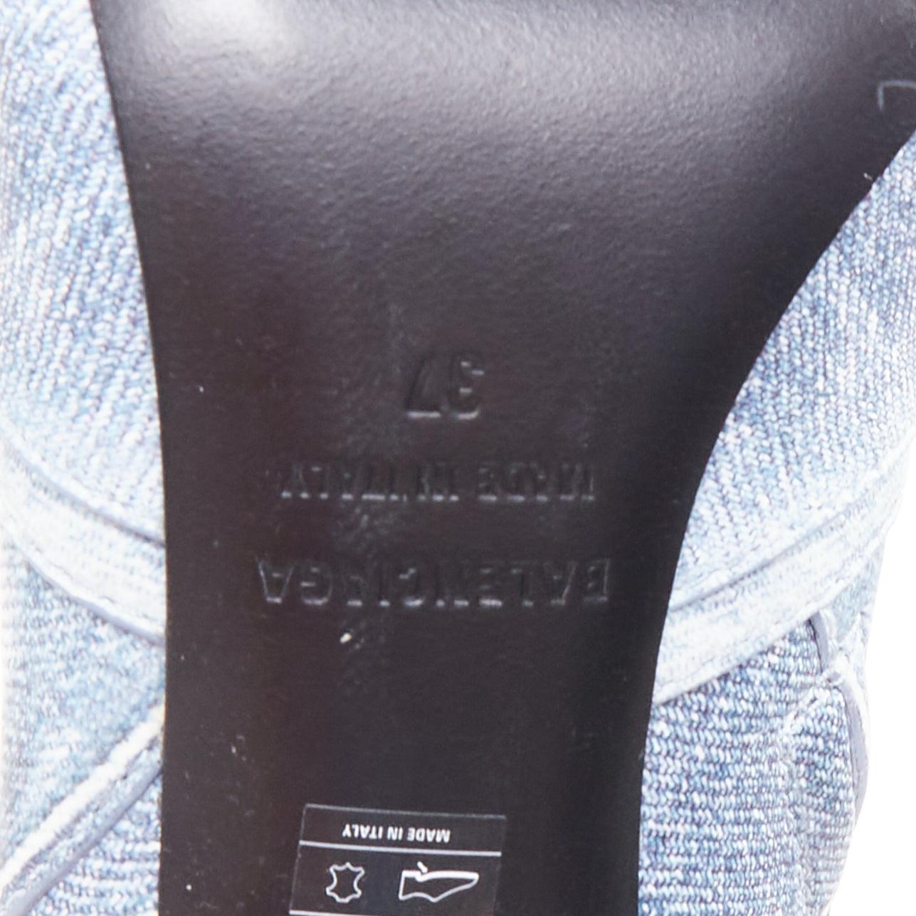 BALENCIAGA Cagole azul denim piel estampada tachuelas plateadas moto botas altas EU37 en venta 4