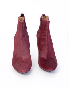 Balenciaga Calf Hair Ankle Boot in Burgundy (40 EU)