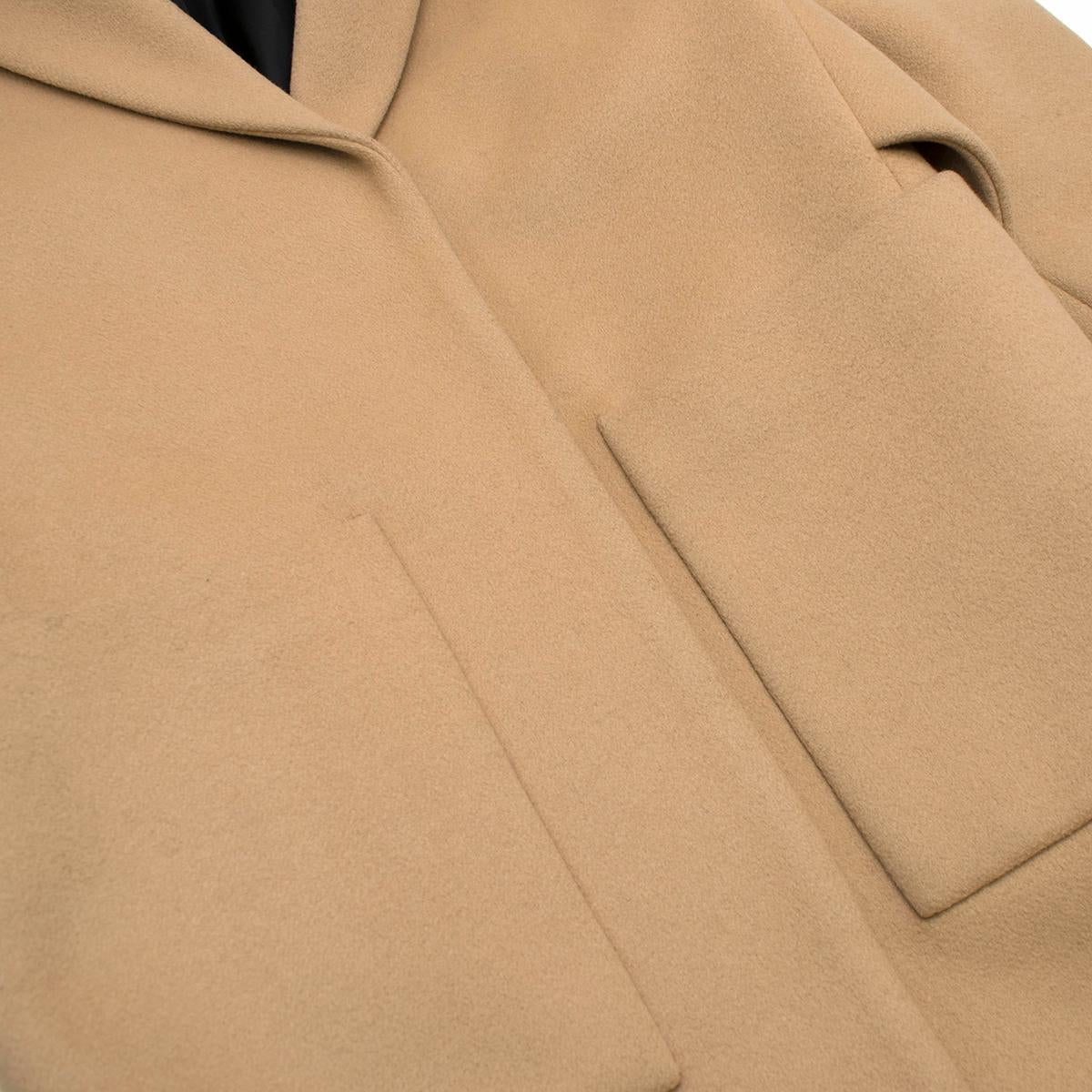 Beige Balenciaga Camel-Brown Wool-Blend Coat FR 34