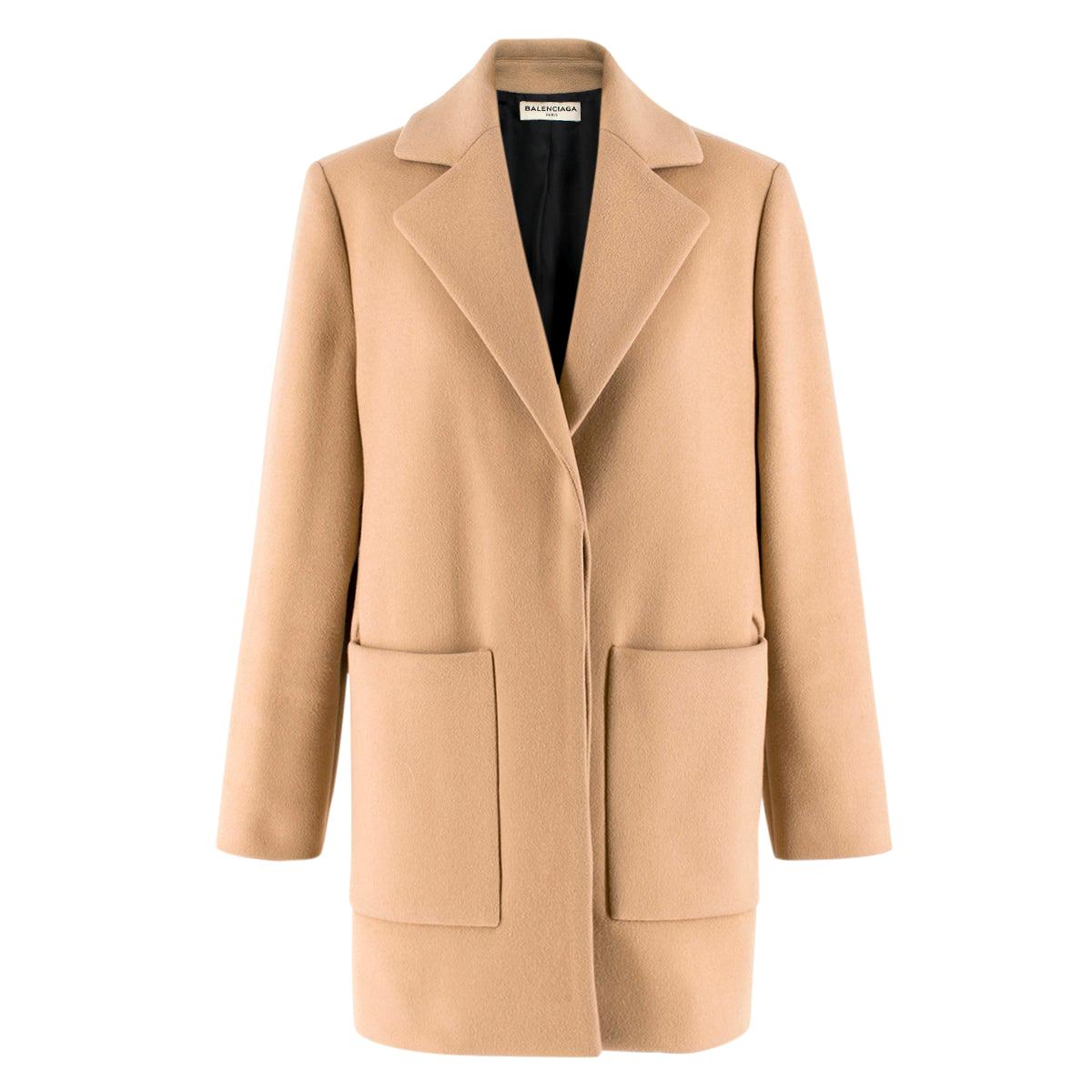 Balenciaga Camel-Brown Wool-Blend Coat FR 34