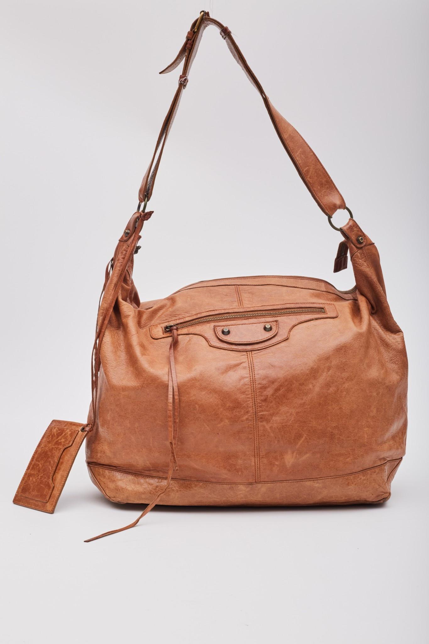 Brown Balenciaga Caramel Leather Agneau Classic Hardware Day Hobo Bag