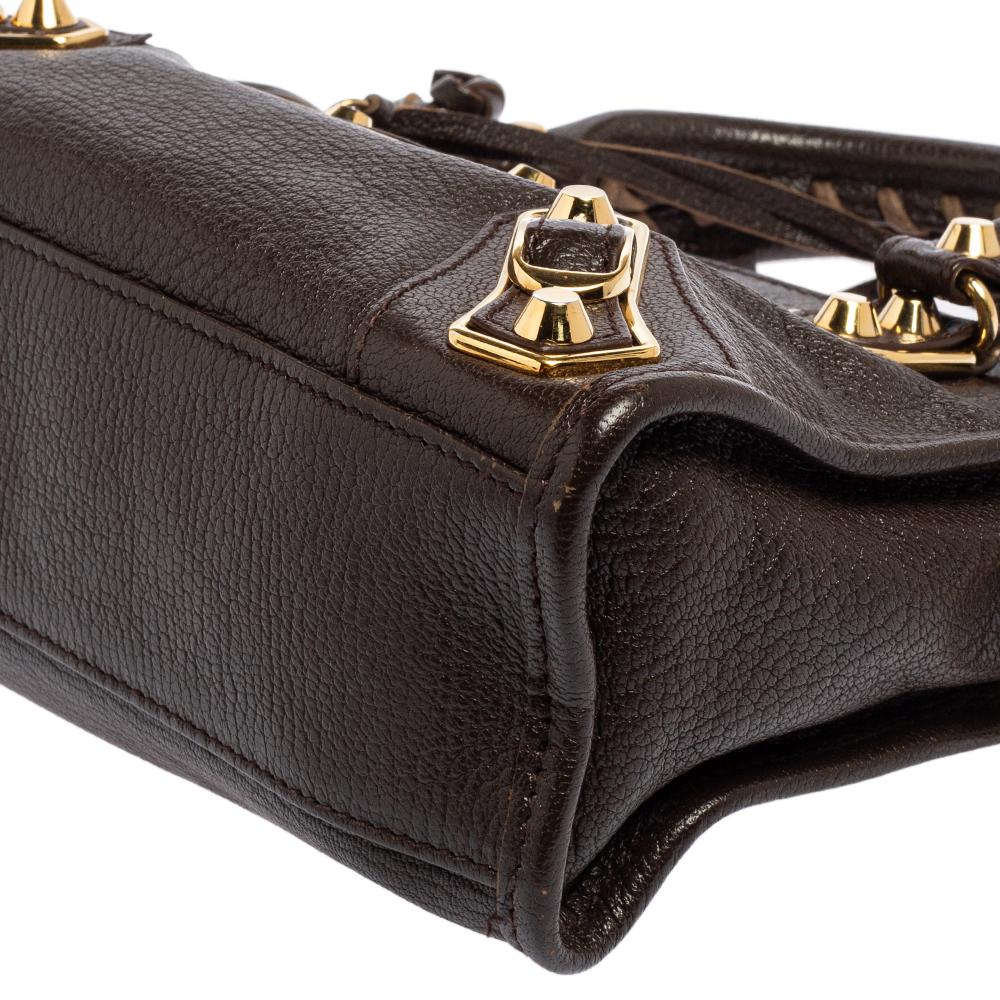 Balenciaga Carbon Leather Mini Classic Metallic Edge City Bag 5