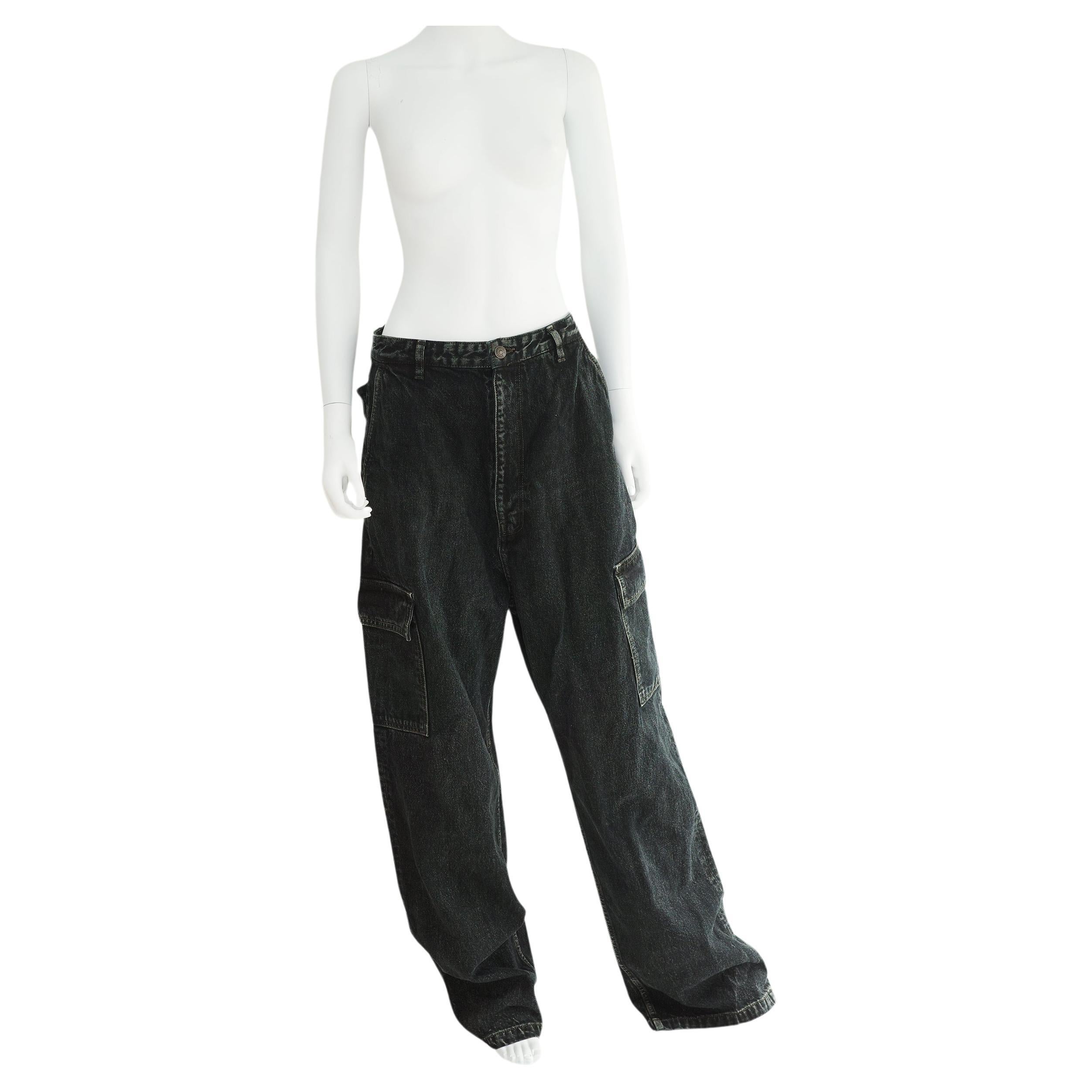 BALENCIAGA Cargo Baggy Trousers Dark Blue Denim For Sale at 1stDibs