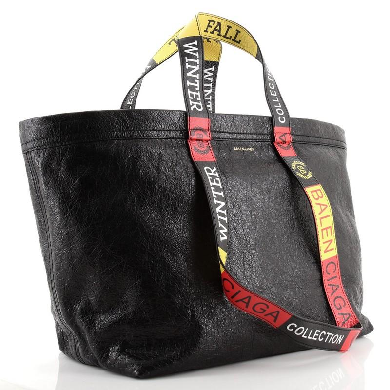Black Balenciaga Carry Shopper Tote Leather Large