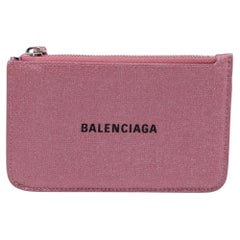 Portacarte Balenciaga Cash Zip in rosa glitterato