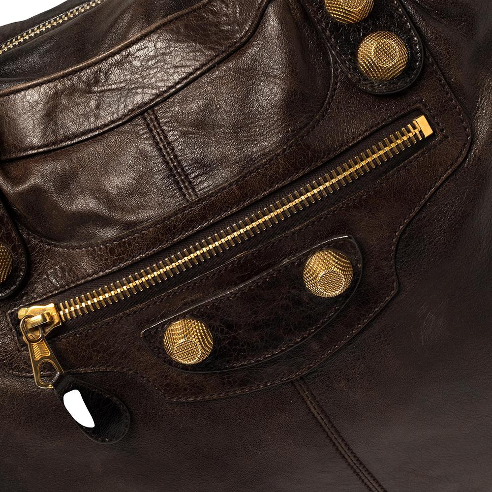 Black Balenciaga Castagna Leather GGH Brief Bag