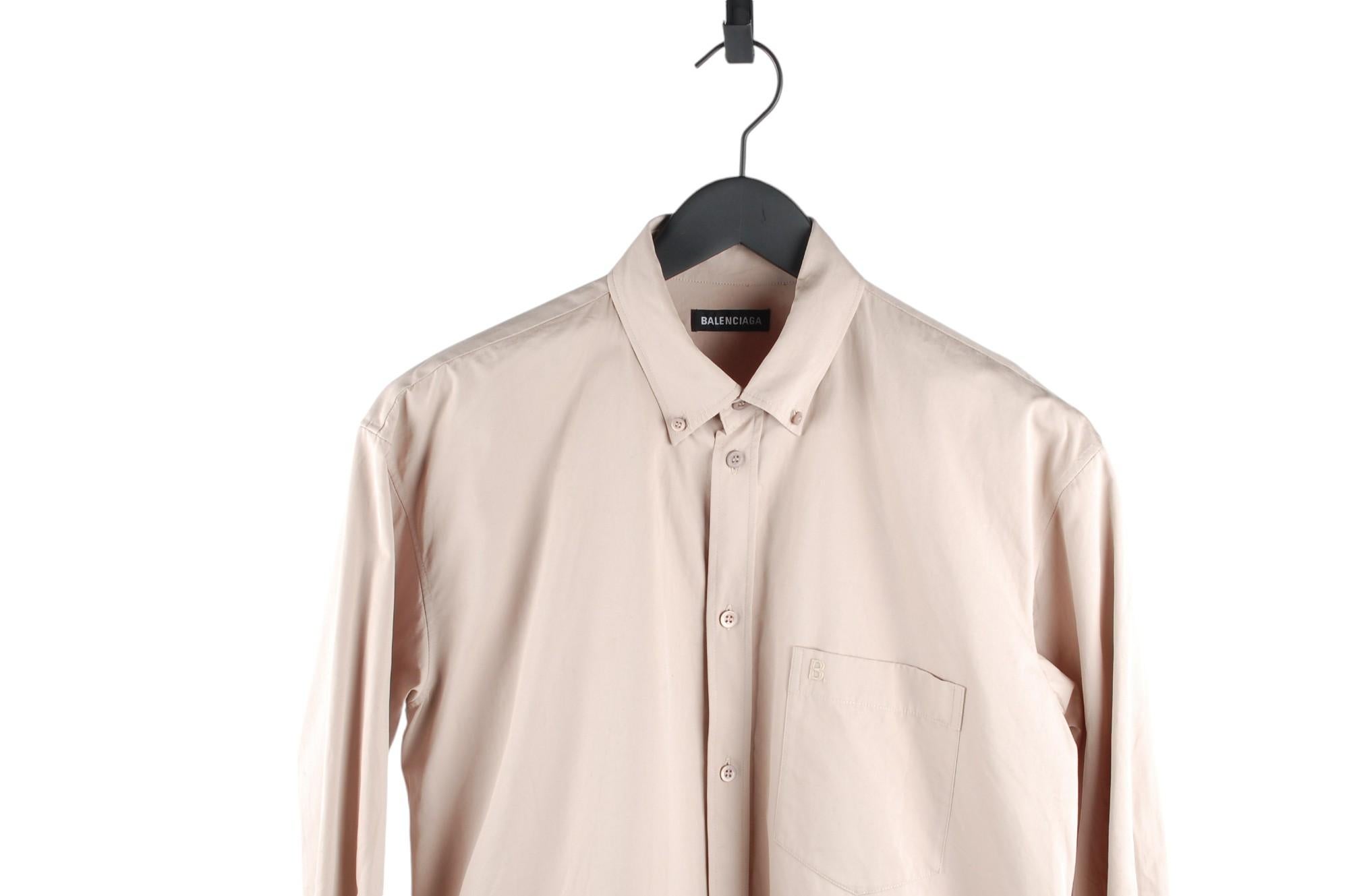 Beige Balenciaga casual Men Shirt Size 37/XLarge, S1003 For Sale