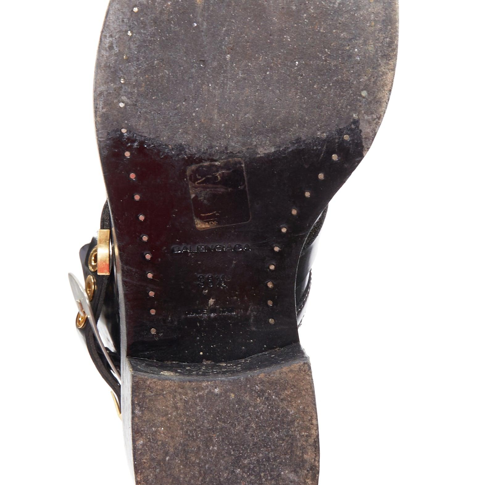 BALENCIAGA Ceinture black leather mixed buckle boots EU38.5 Mary-Kate Olsen 5
