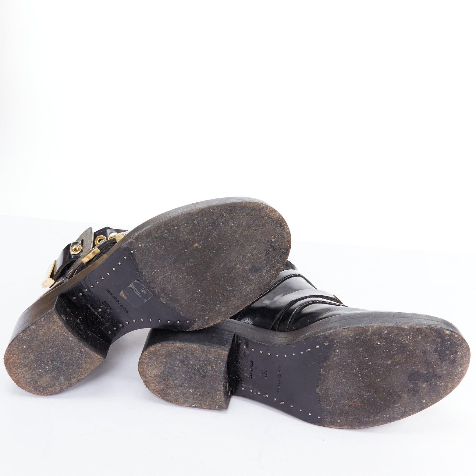 BALENCIAGA Ceinture black leather mixed buckle boots EU38.5 Mary-Kate Olsen 6