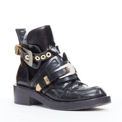 BALENCIAGA Ceinture black leather mixed buckle boots EU38.5 Mary-Kate Olsen