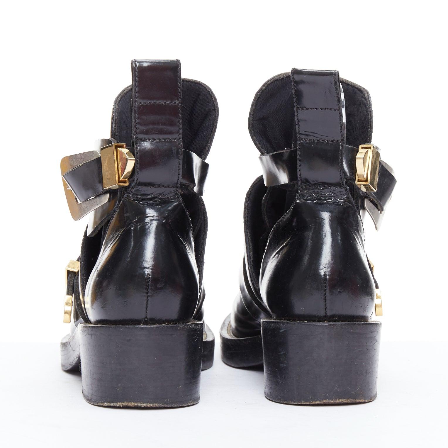 Women's BALENCIAGA Ceinture black leather mixed buckle boots EU38.5 Mary-Kate Olsen