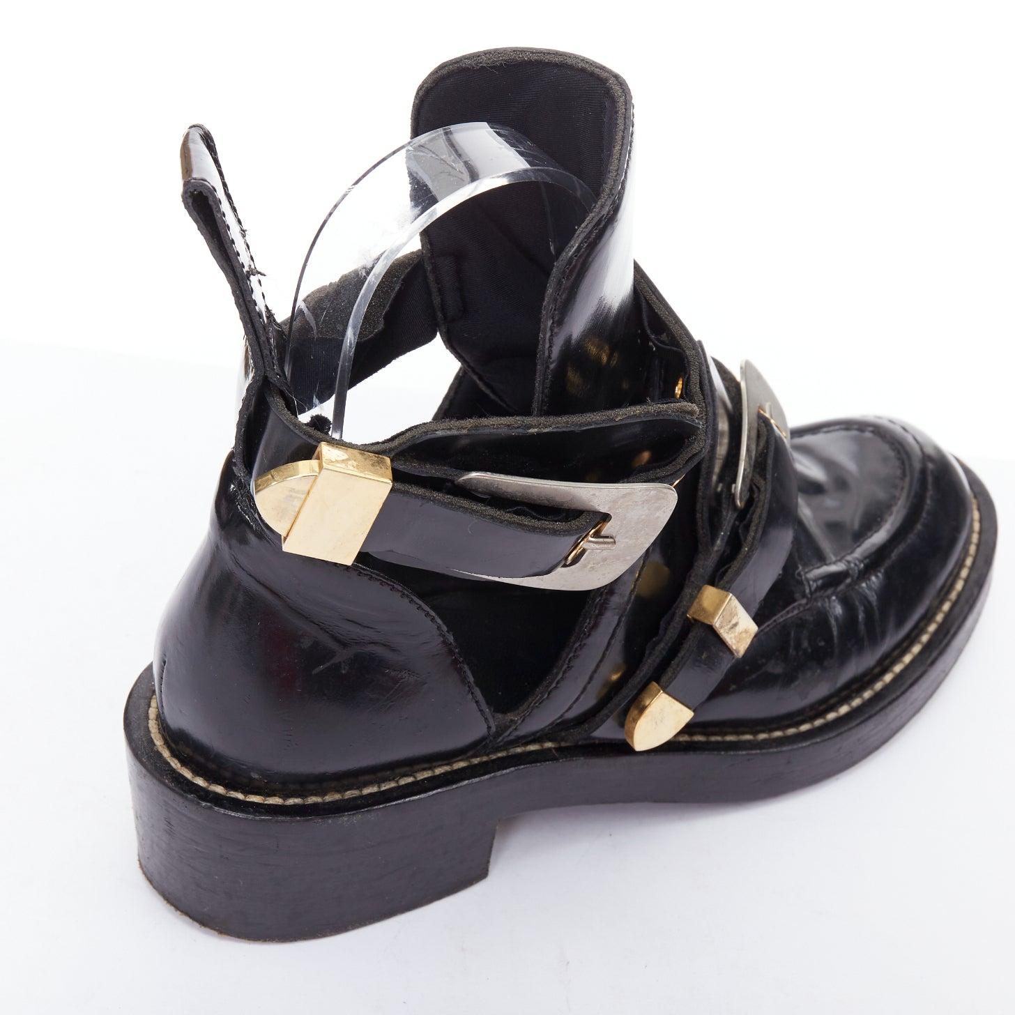 BALENCIAGA Ceinture black leather mixed buckle boots EU38.5 Mary-Kate Olsen 3