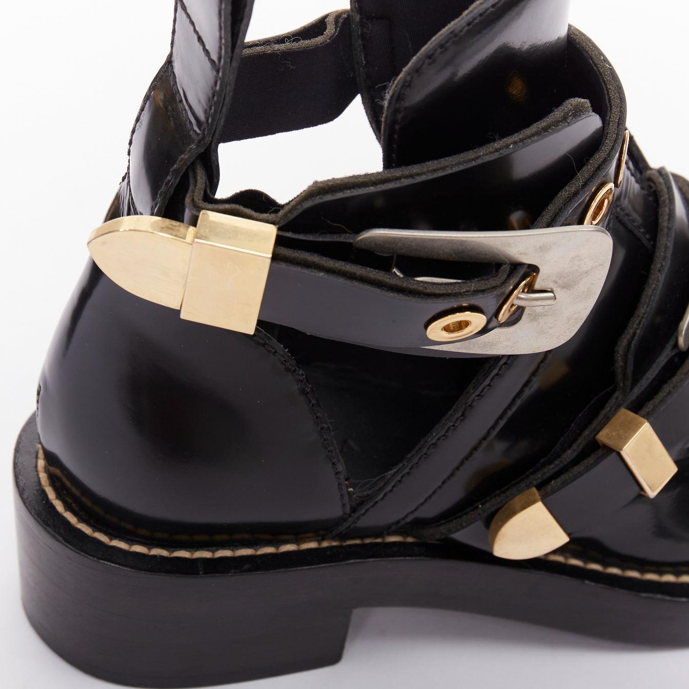 BALENCIAGA Ceinture negro mixto metal hardware negro recortado botas moto EU35.5 en venta 3