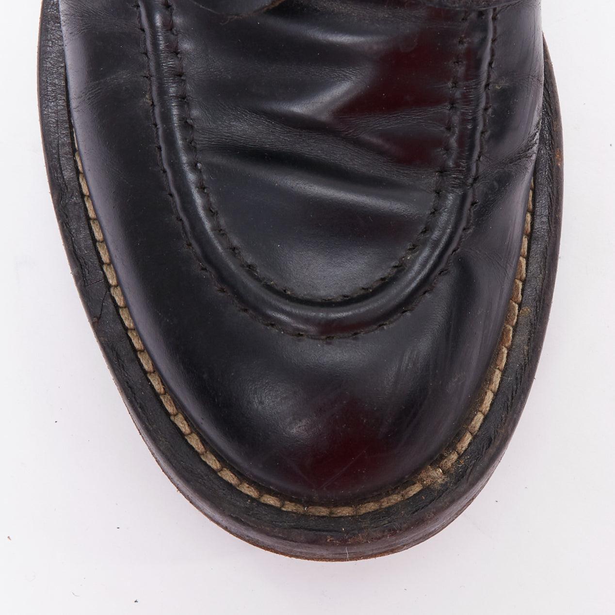 BALENCIAGA Ceinture black silver buckle strap monk brogue shoes EU39 1