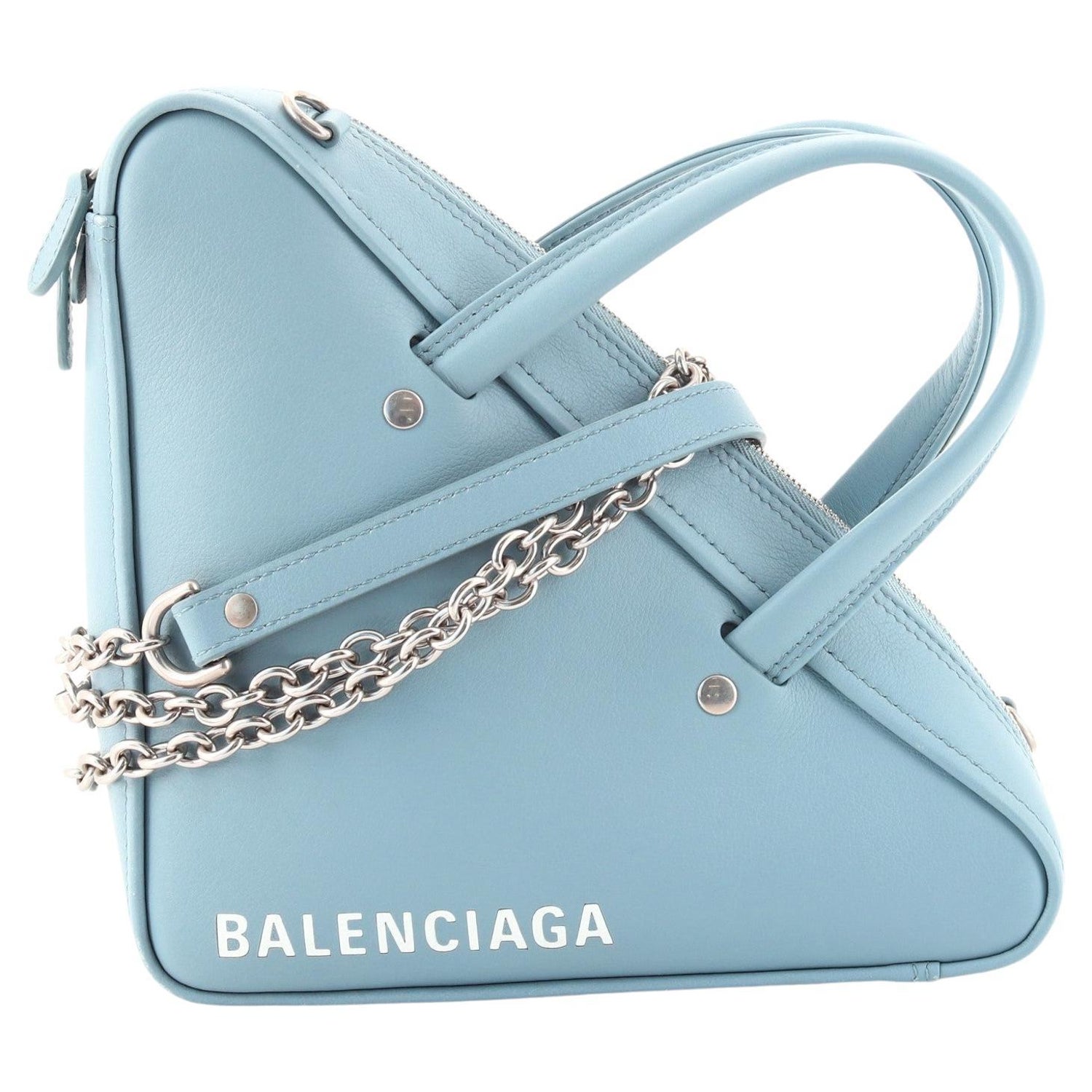 Balenciaga Chain Triangle Duffle Bag Leather XS For Sale at 1stDibs