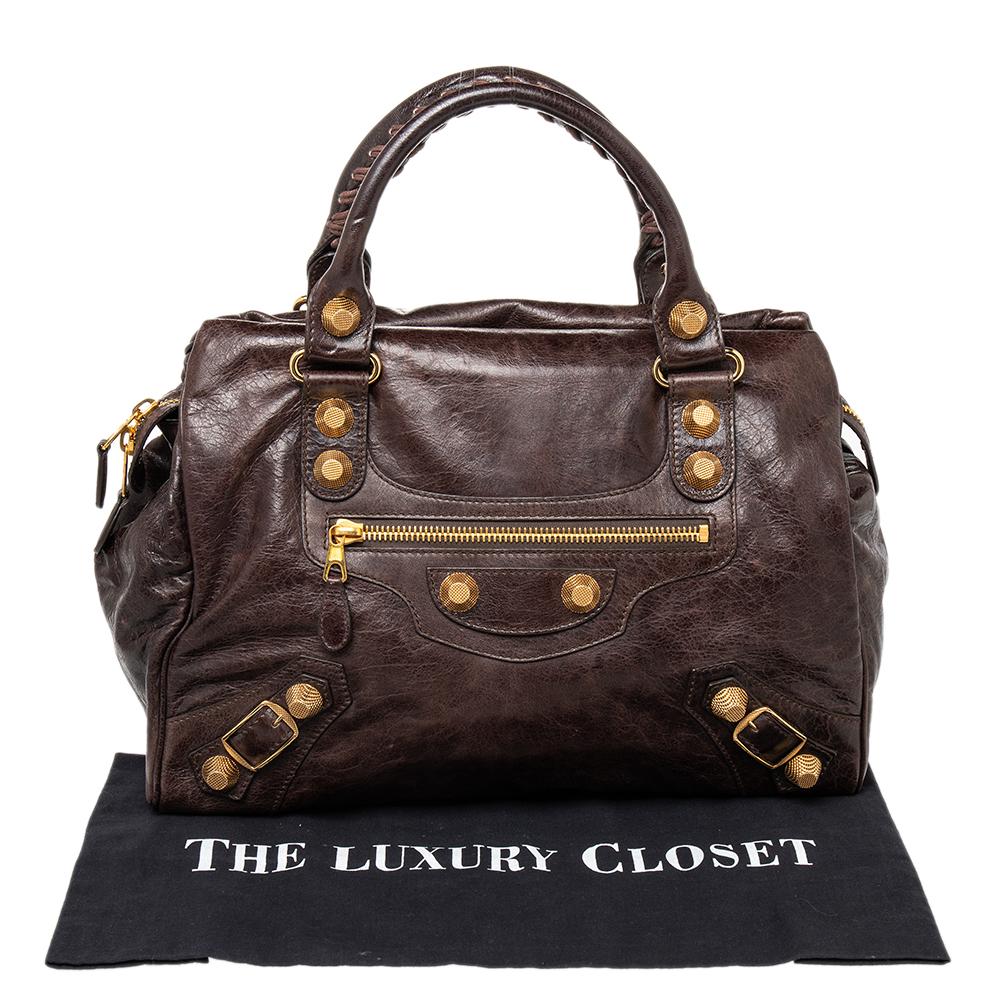 Balenciaga Charbon Leather GH Midday Bag at 1stDibs