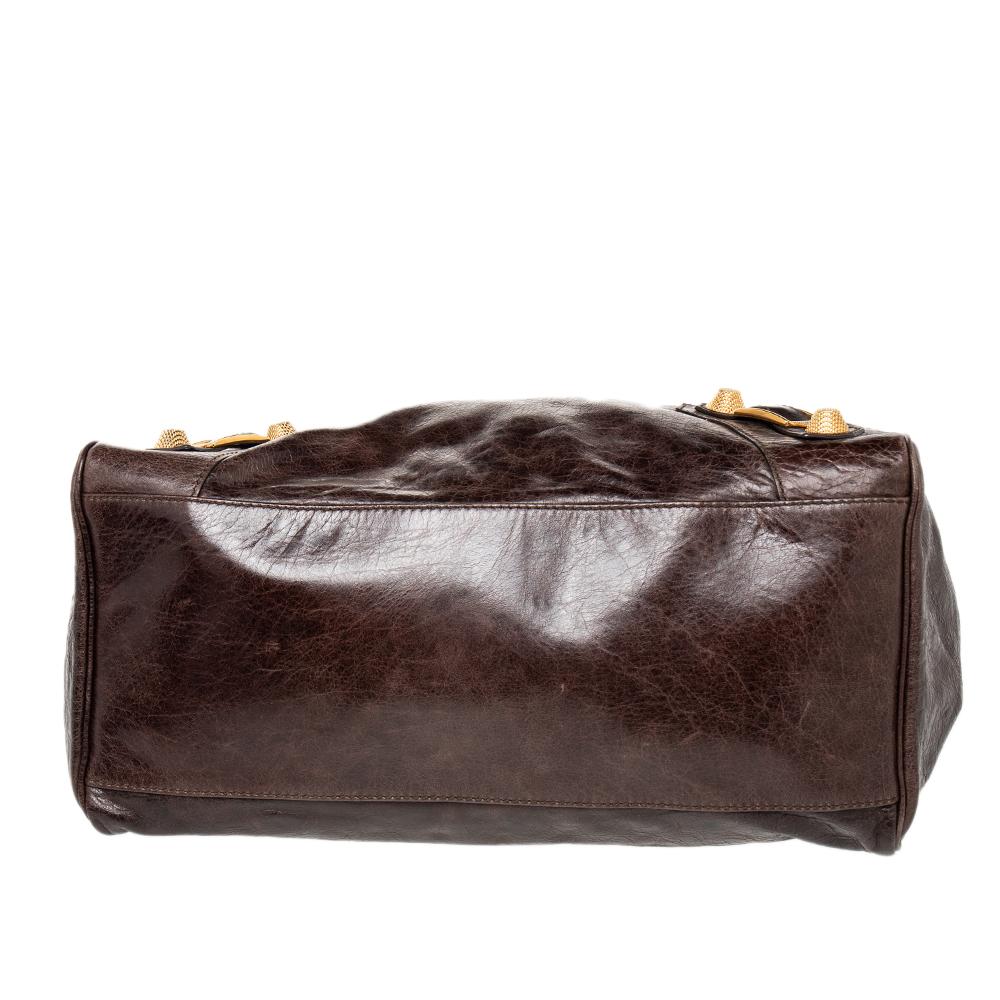 Black Balenciaga Charbon Leather GH Midday Bag
